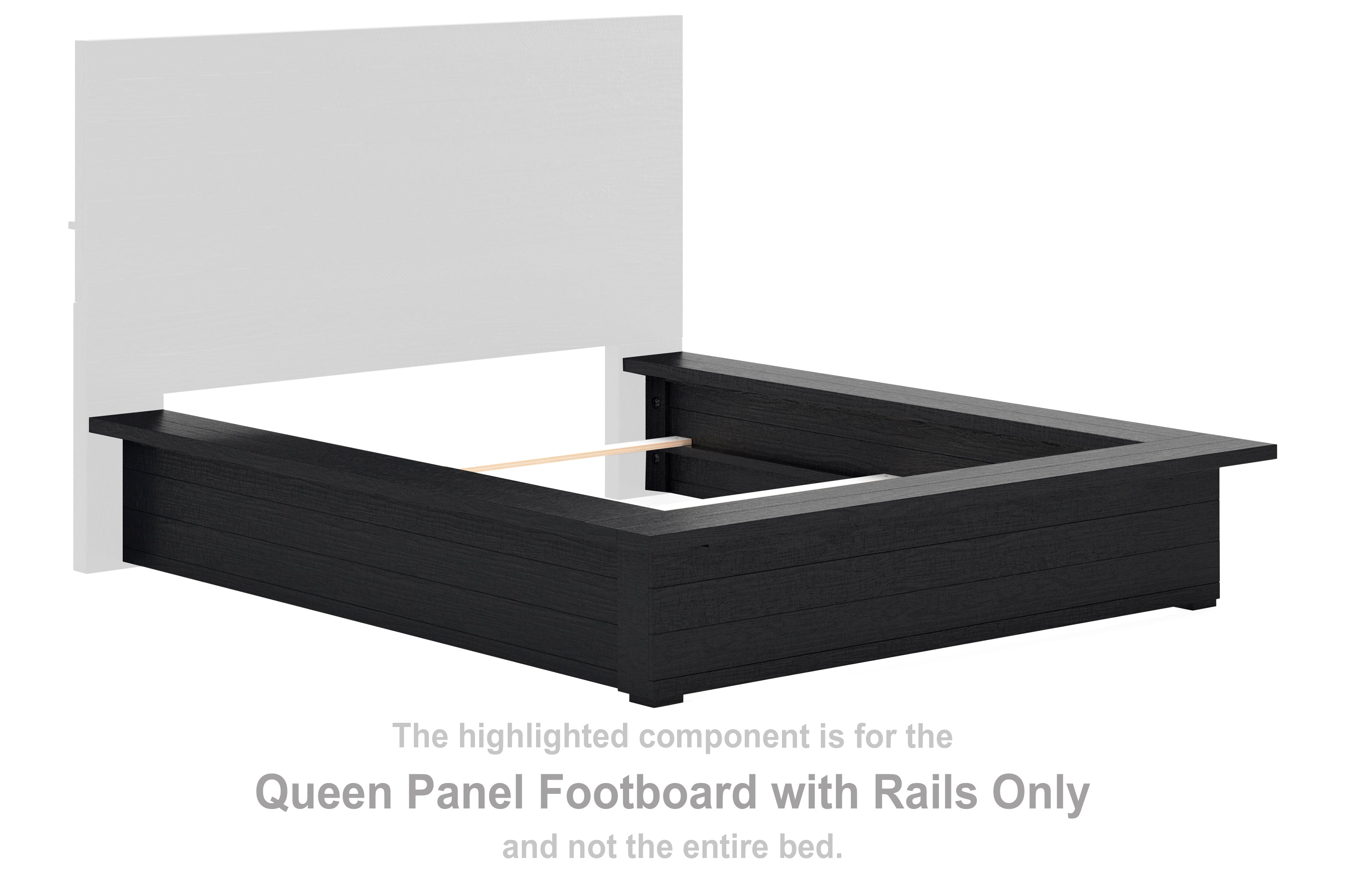 LONDER Black Queen Panel Footboard with Rails - B768-54