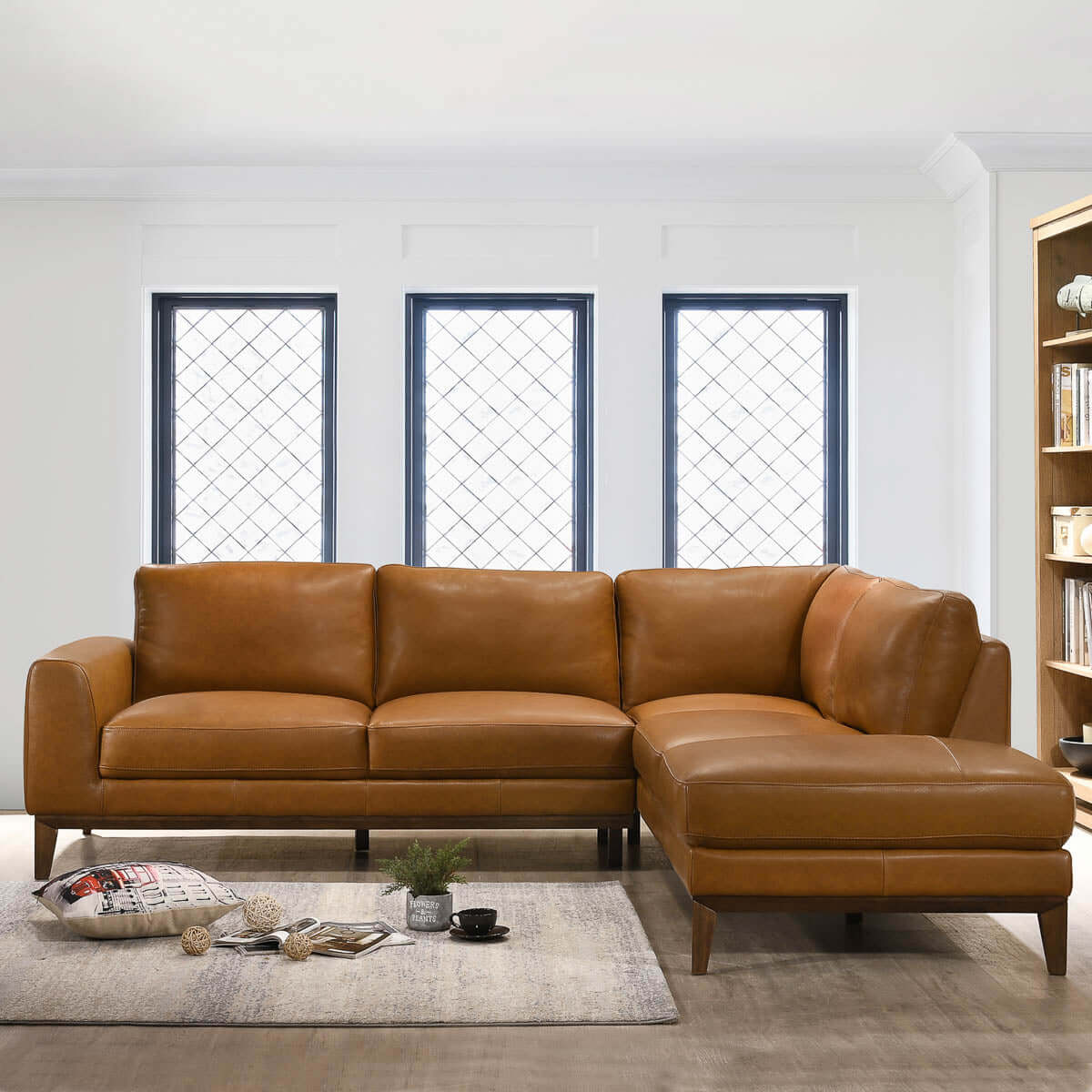 London Leather Sectional Sofa Right Facing - SEC00401502