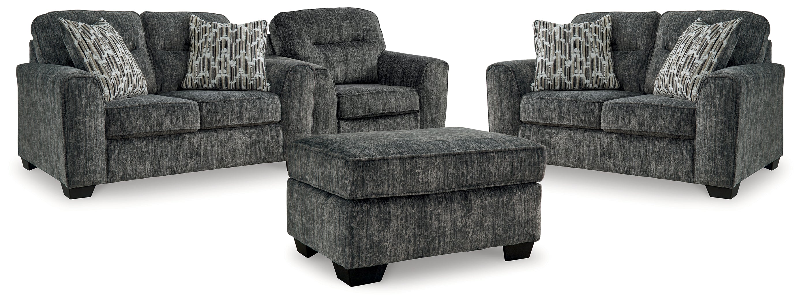 Lonoke Gunmetal 2 Loveseats, Oversized Chair and Ottoman - 50504U7