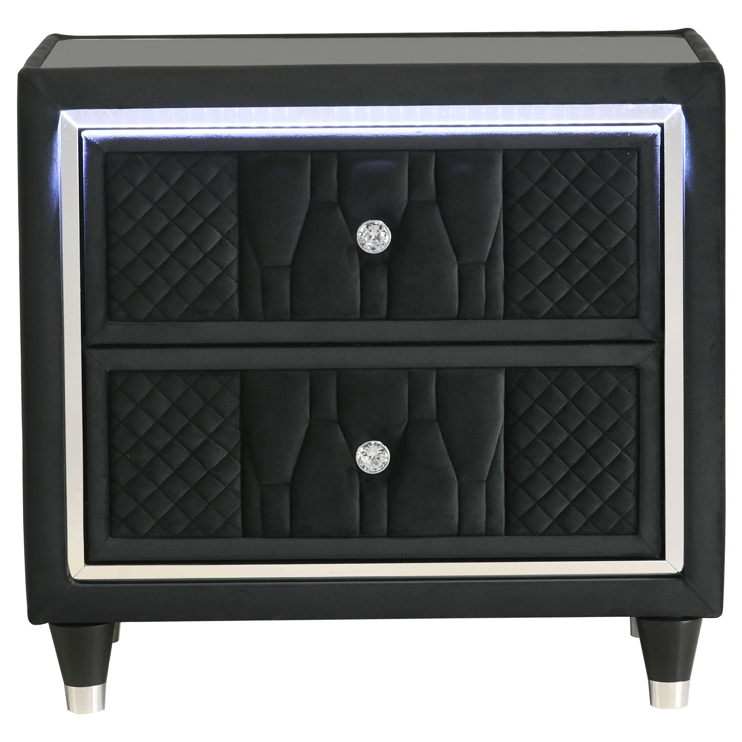 Lorient 2-drawer LED Nightstand with USB Black - 223162