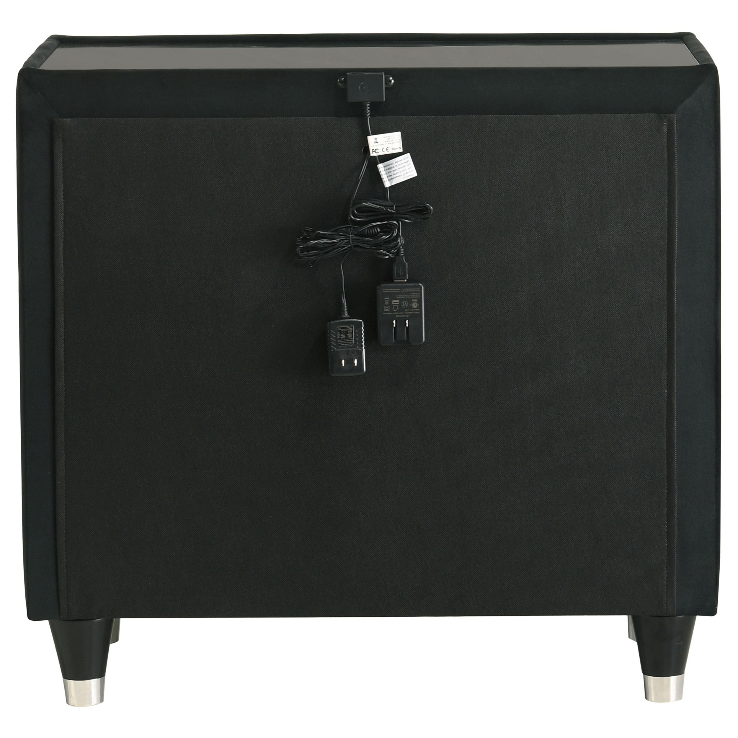 Lorient 2-drawer LED Nightstand with USB Black - 223162
