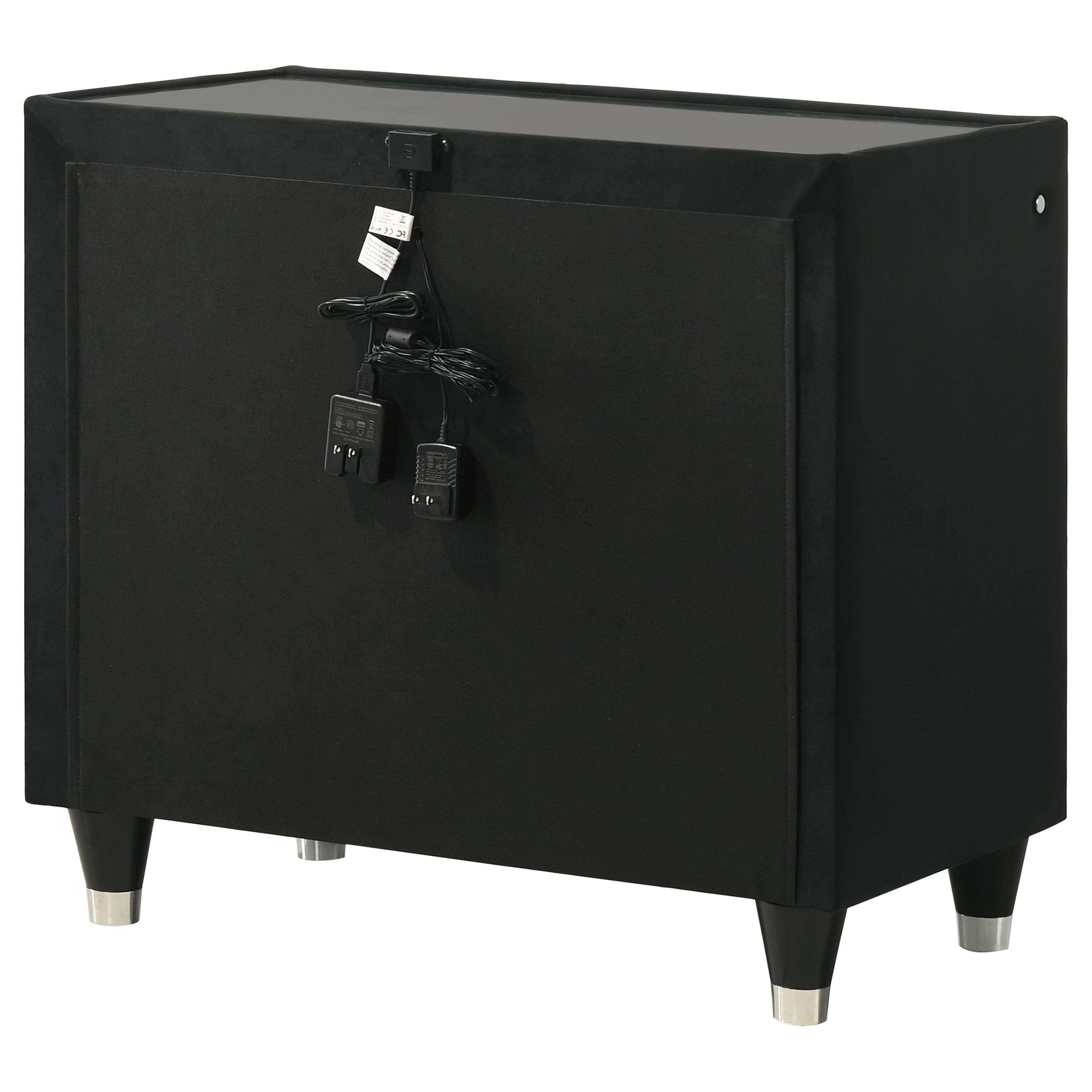 Lorient 2-drawer LED Nightstand with USB Black - 223162