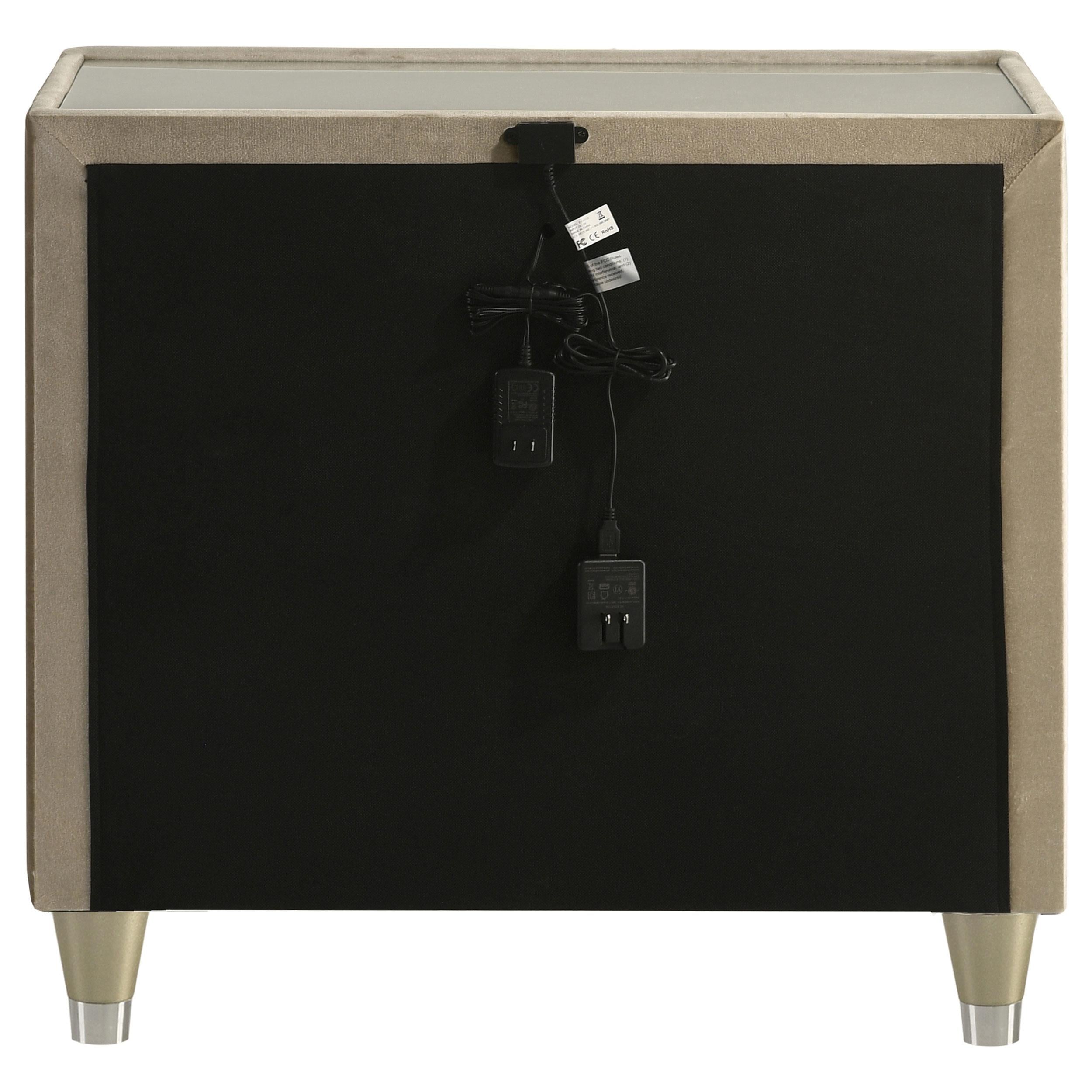Lorient 2-drawer LED Nightstand with USB Ivory and Camel - 222662