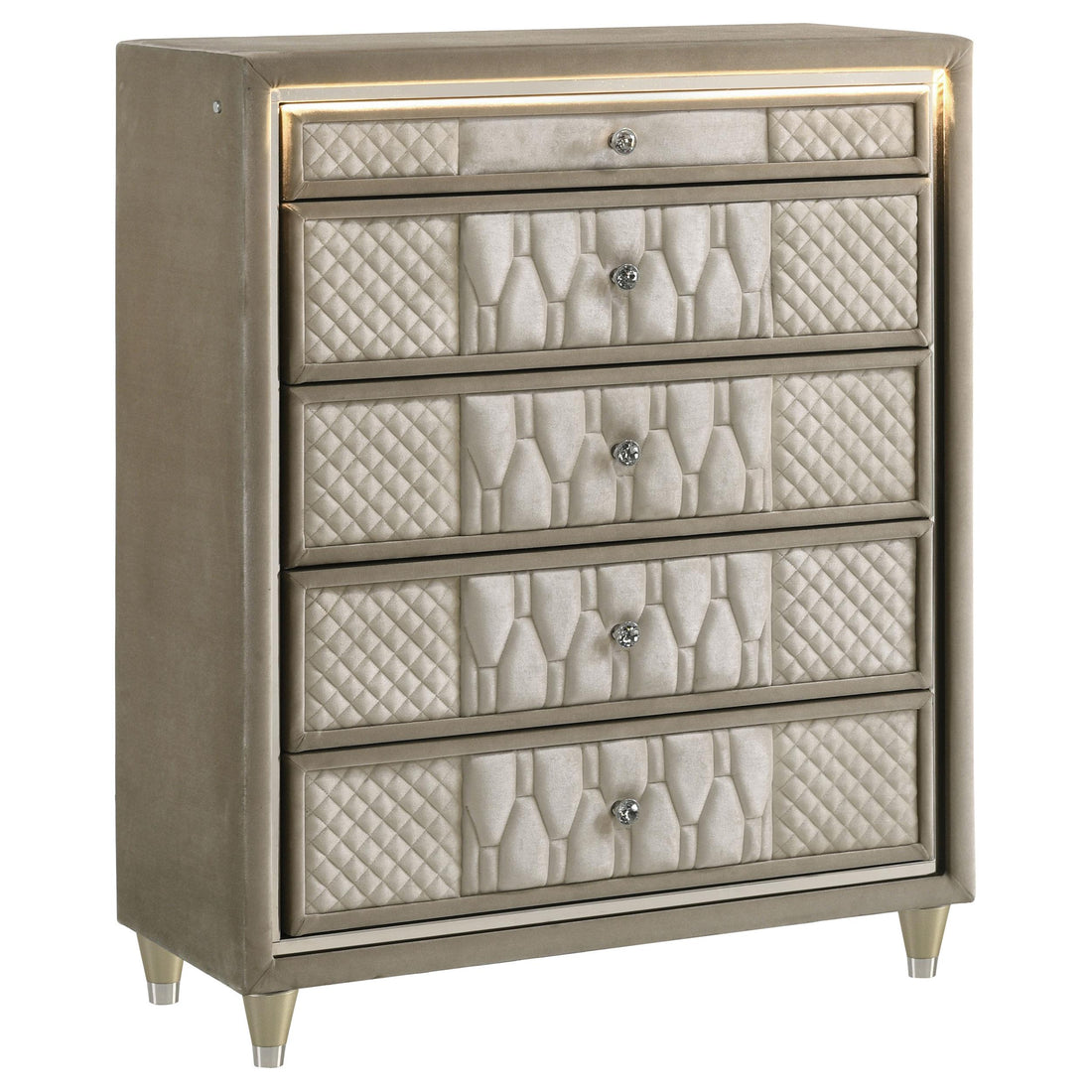 Lorient 5-drawer LED Chest of Drawers Ivory and Camel - 222665