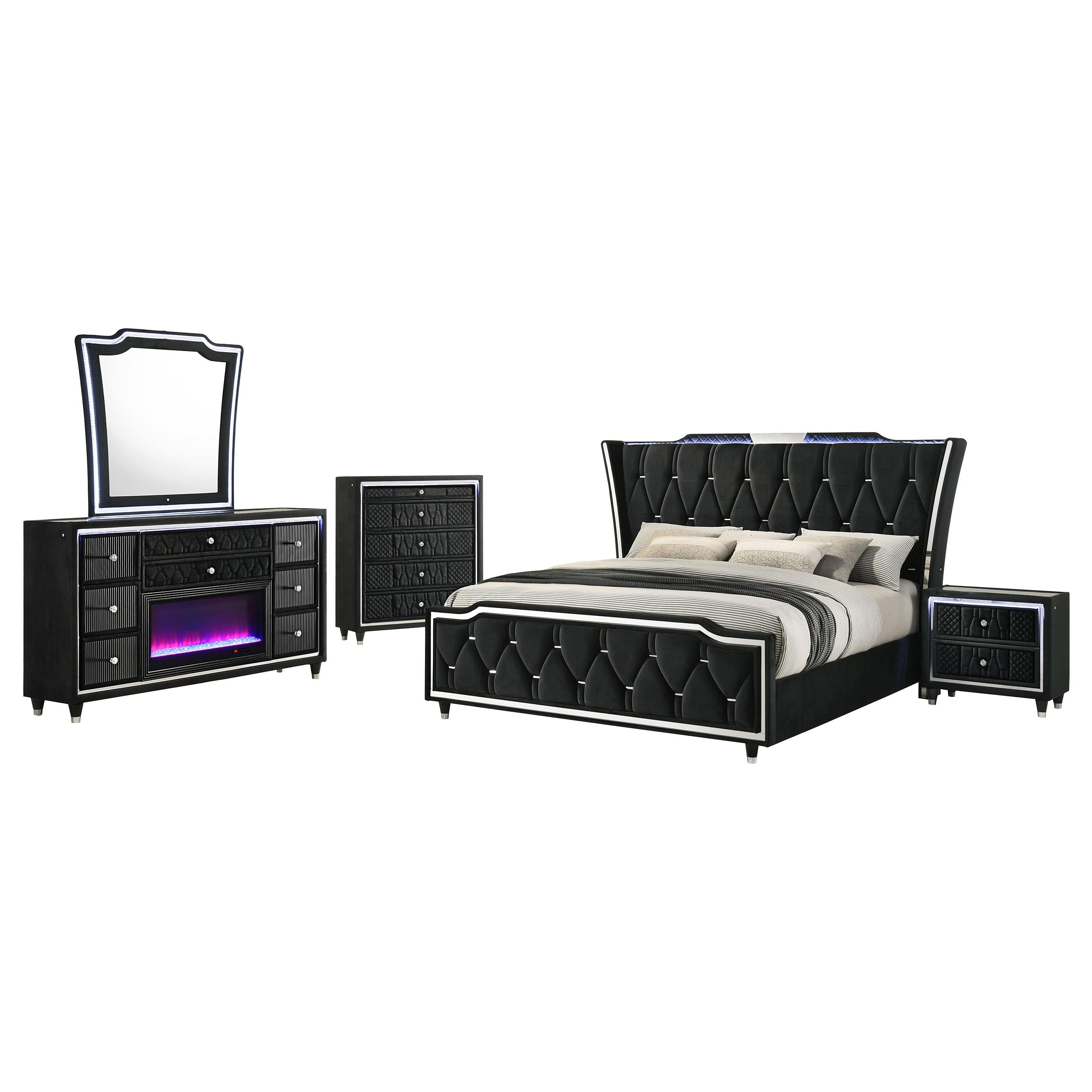 Lorient 5-piece Eastern King Bedroom Set Black - 223161KE-S5B