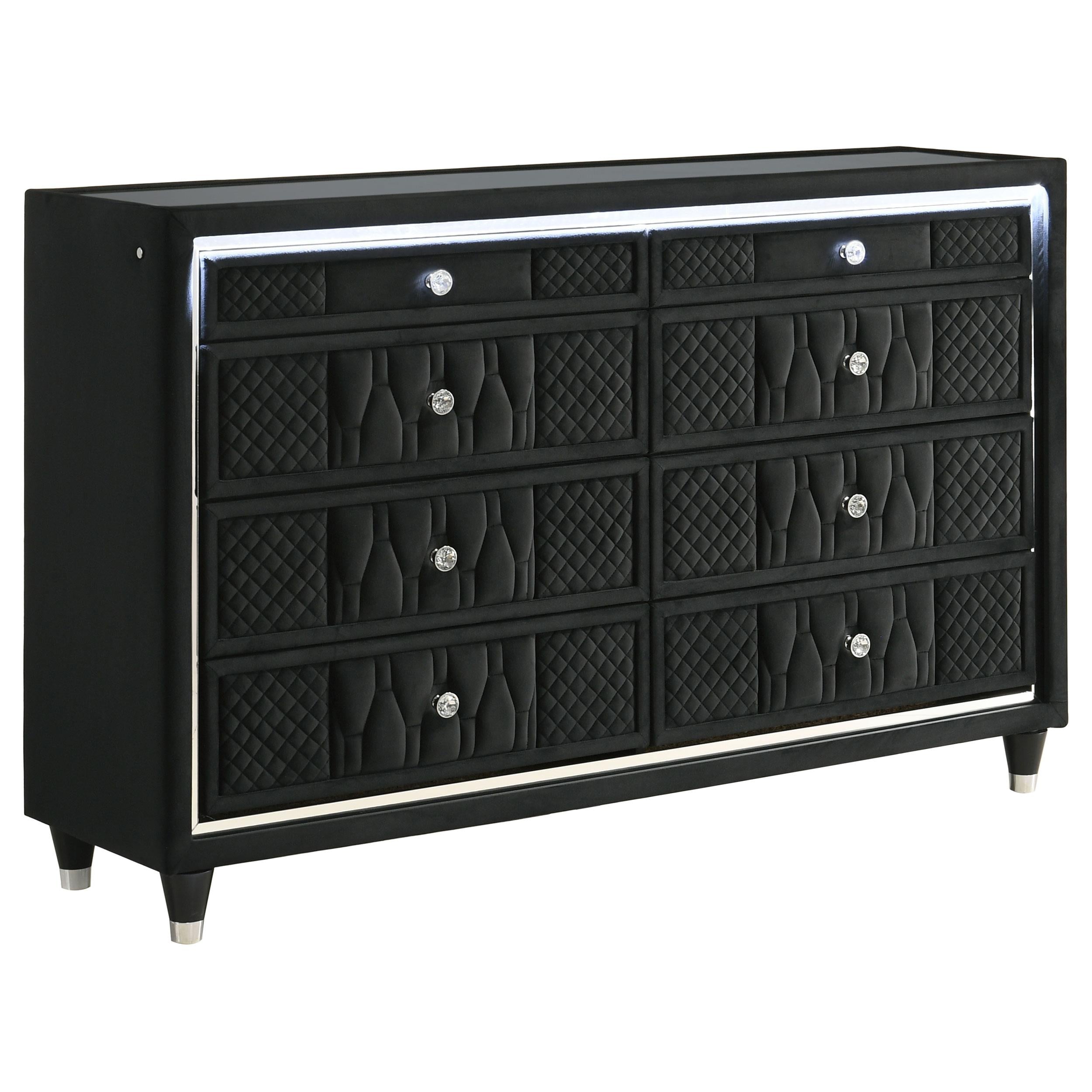 Lorient Black 8-Drawer LED Bedroom Dresser – Bien Home Furniture