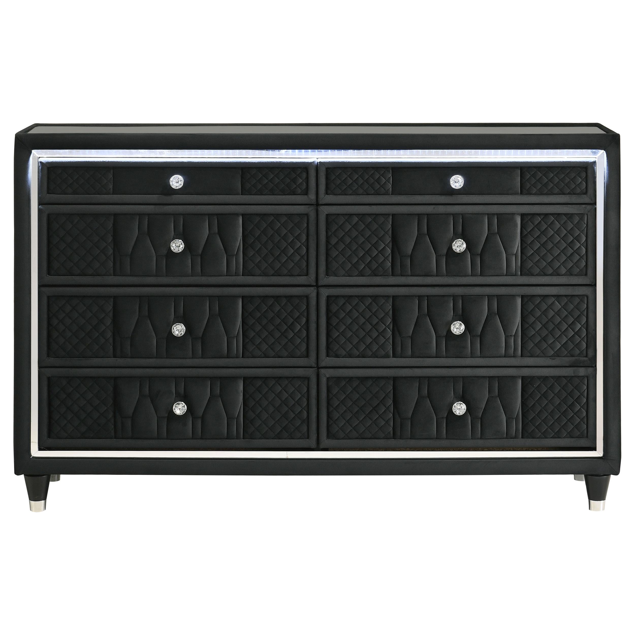 Lorient 8-drawer LED Bedroom Dresser Cabinet Black - 223163
