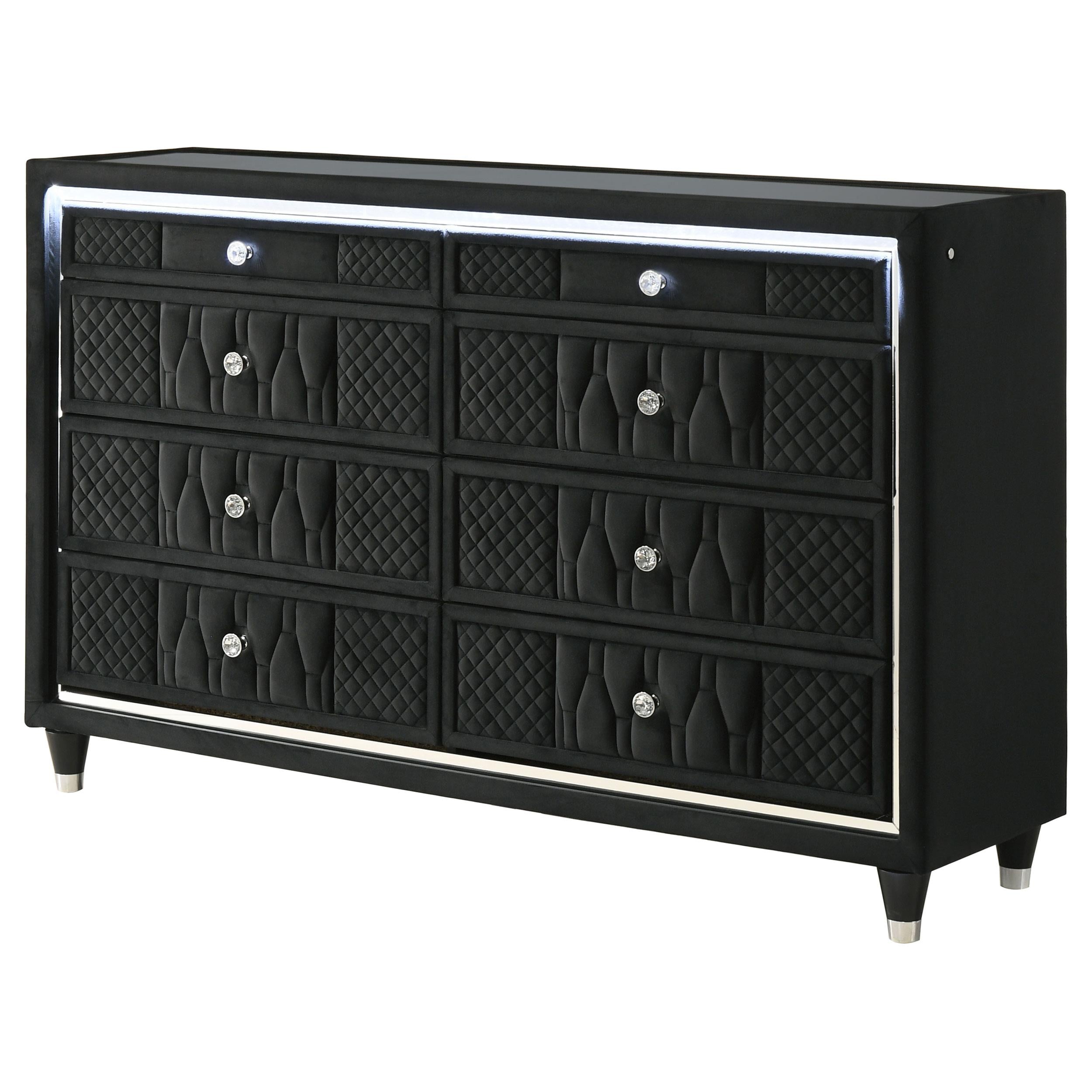 Lorient 8-drawer LED Bedroom Dresser Cabinet Black - 223163