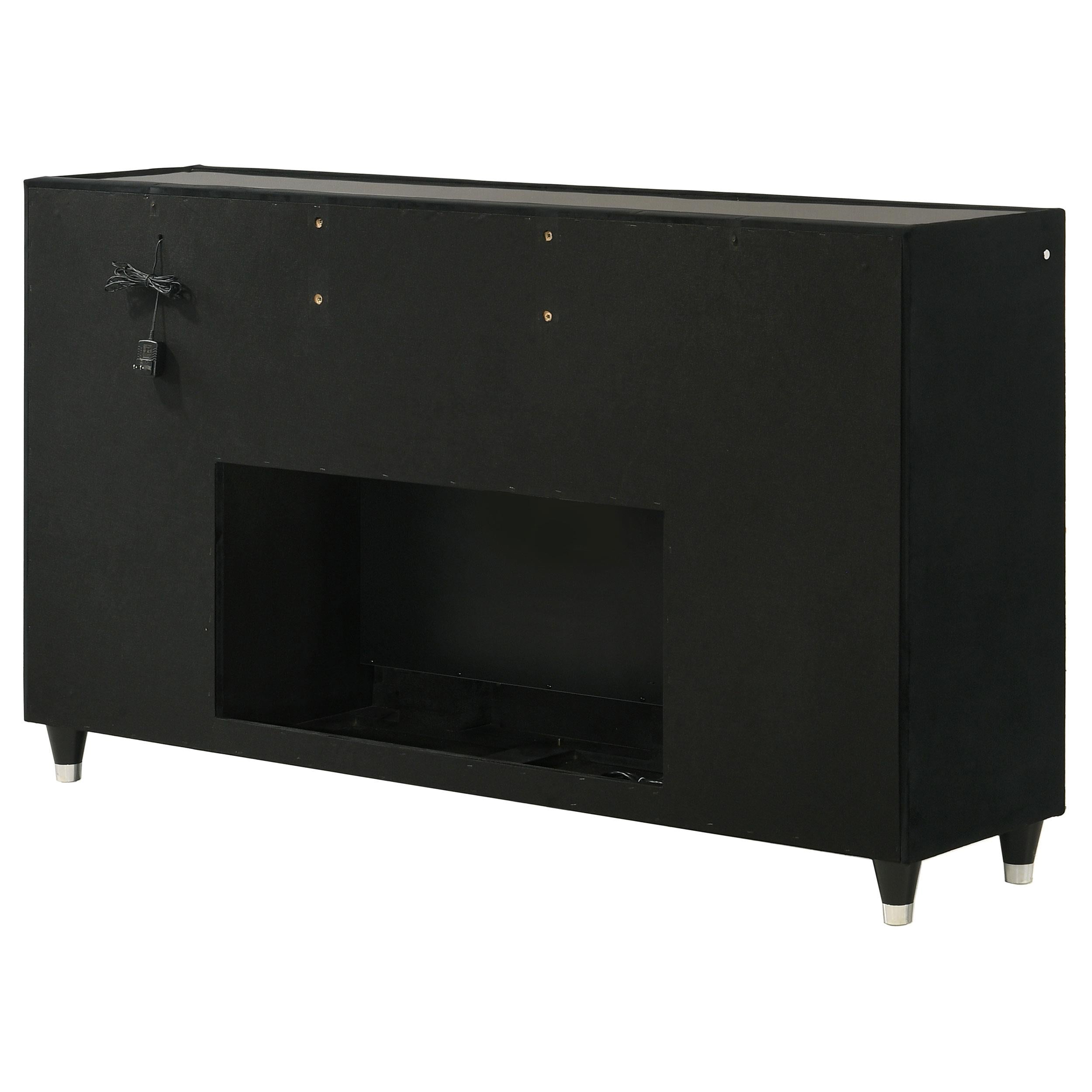 Lorient 8-drawer LED Bedroom Flame Box Dresser Black - 223163FB