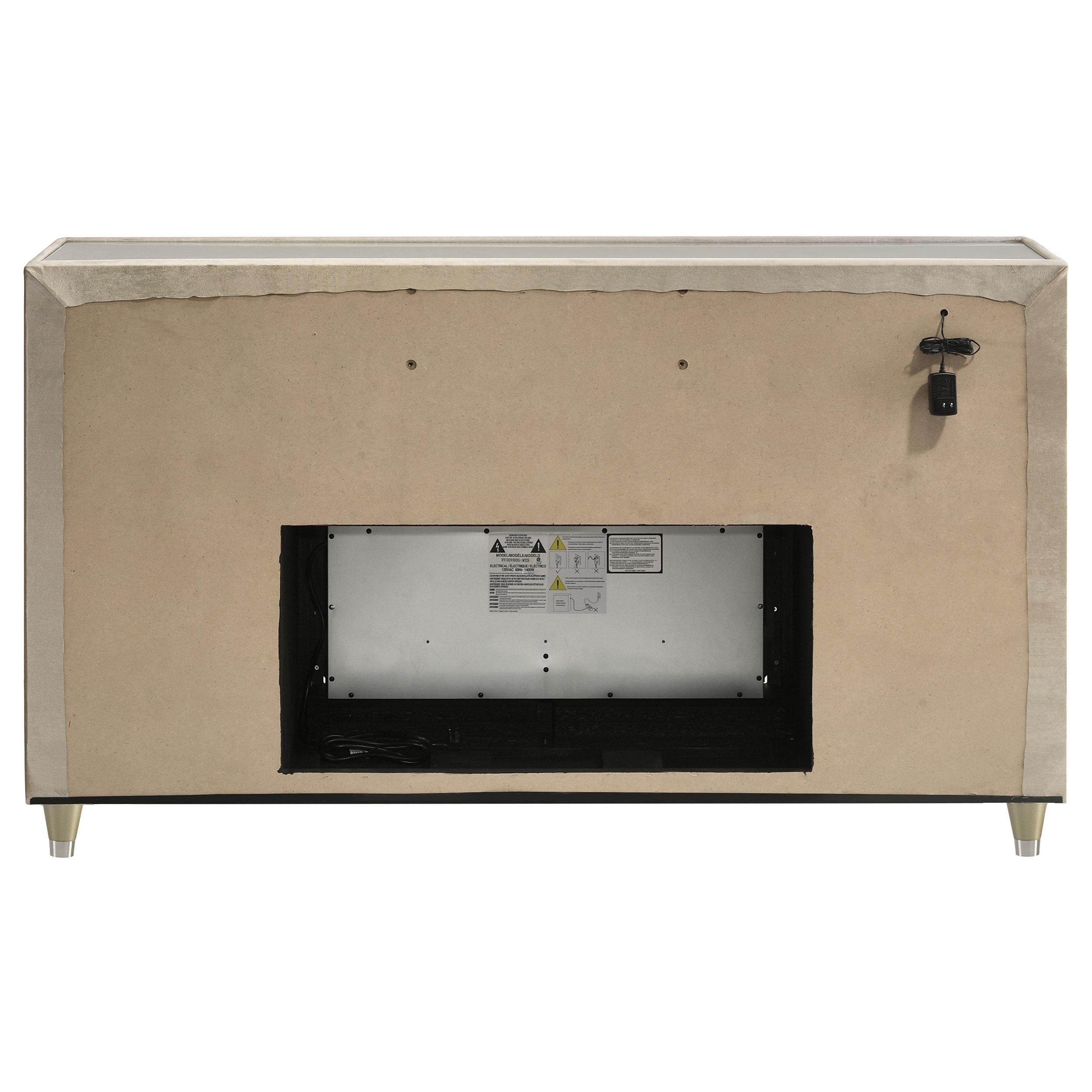 Lorient 8-drawer LED Bedroom Flame Box Dresser Ivory Camel - 222663FB