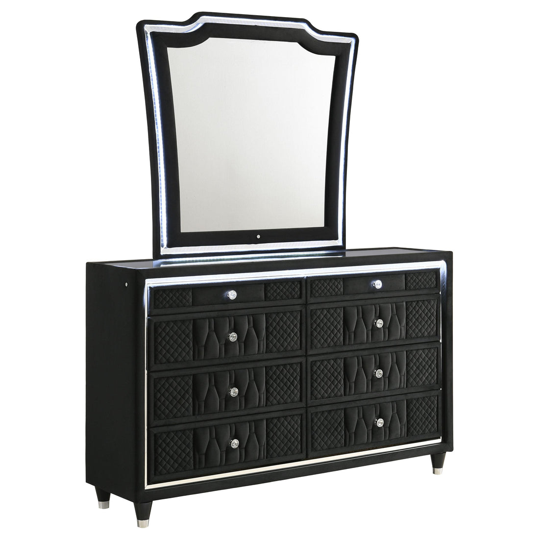 Lorient 8-drawer LED Dresser with Mirror Black - 223163M