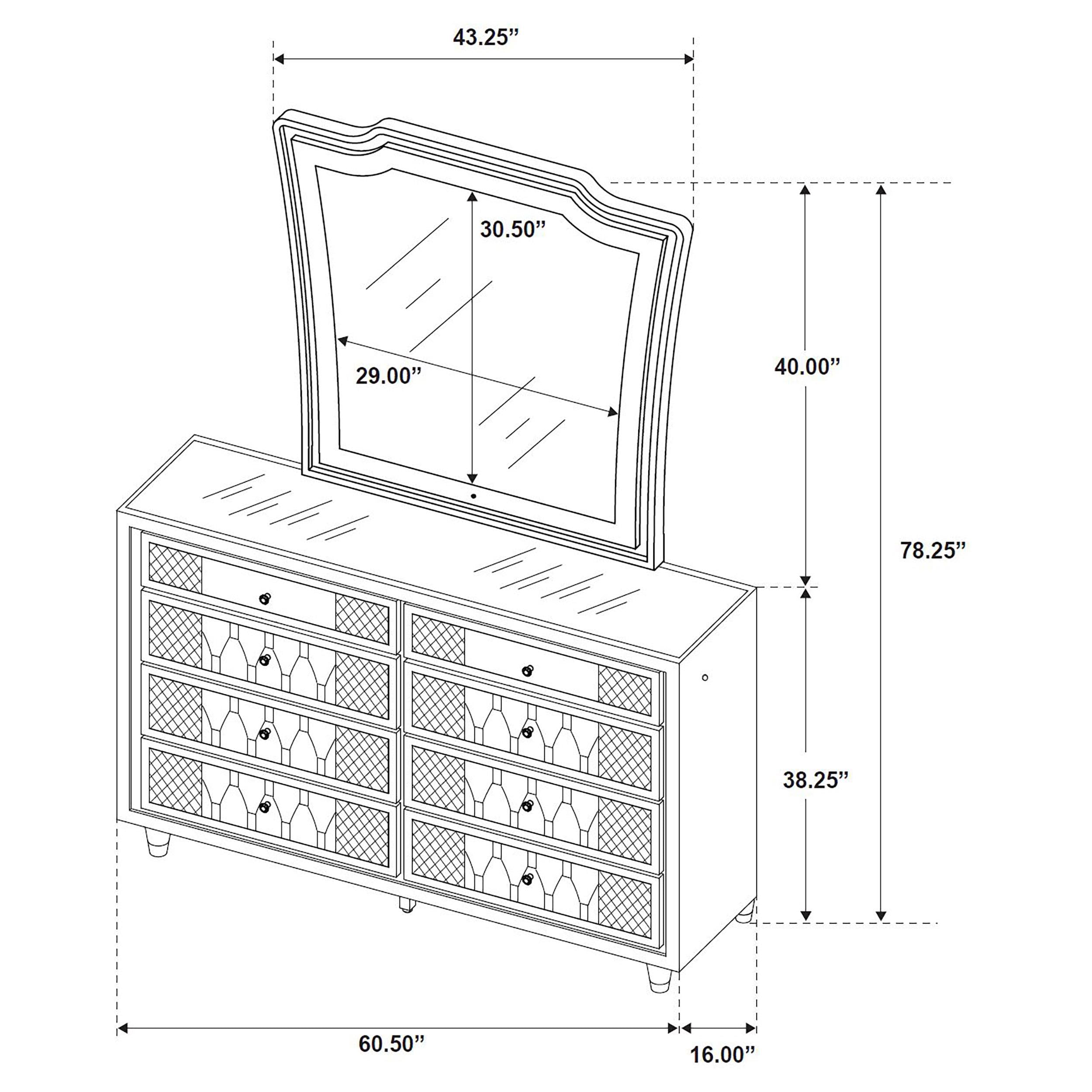 Lorient 8-drawer LED Dresser with Mirror Black - 223163M