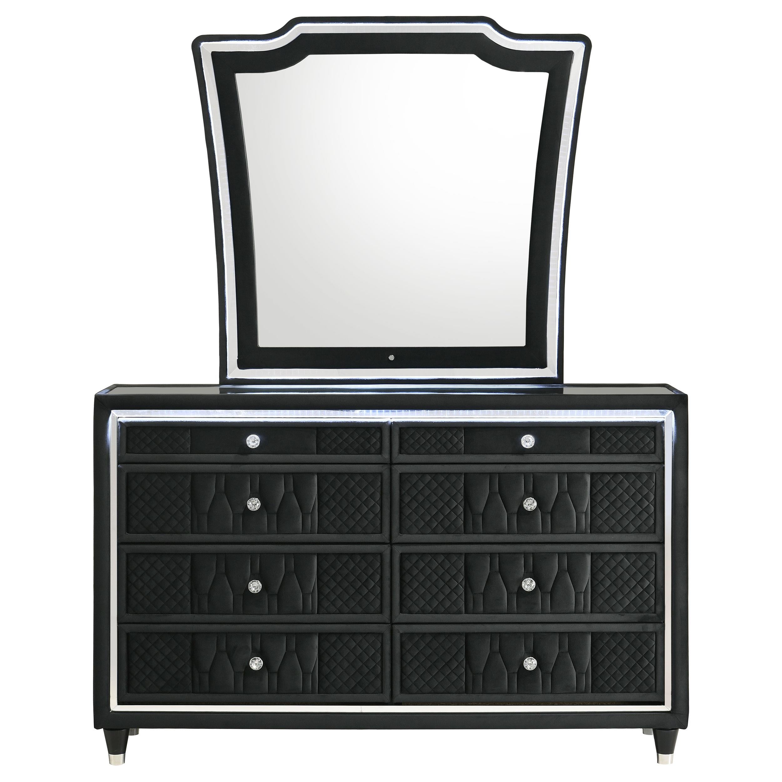 Lorient 8-drawer LED Dresser with Mirror Black - 223163M