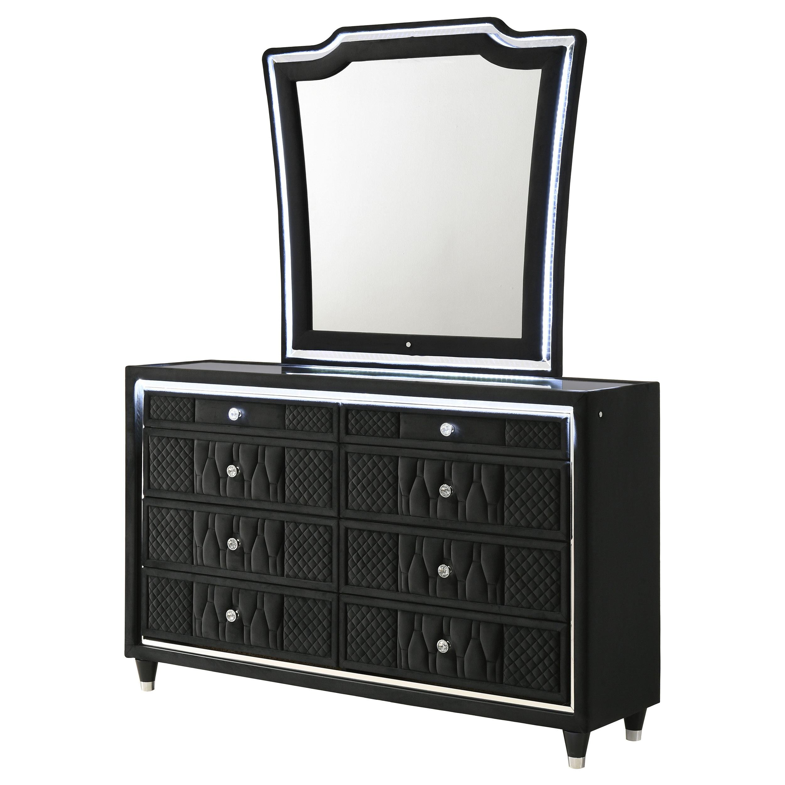 Lorient 8-drawer LED Dresser with Mirror Black - 223163M