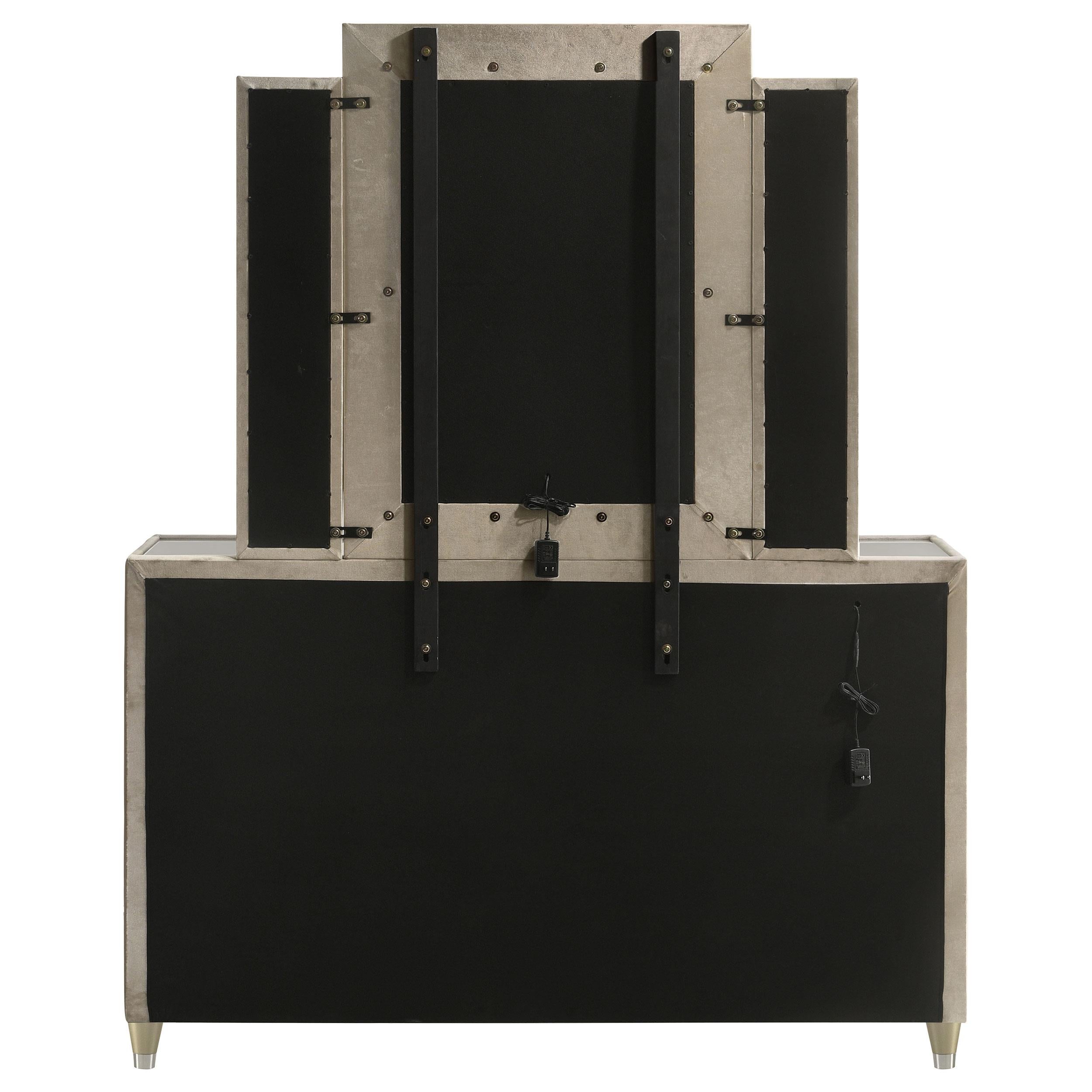 Lorient 8-drawer LED Dresser with Mirror Ivory and Camel - 222663M