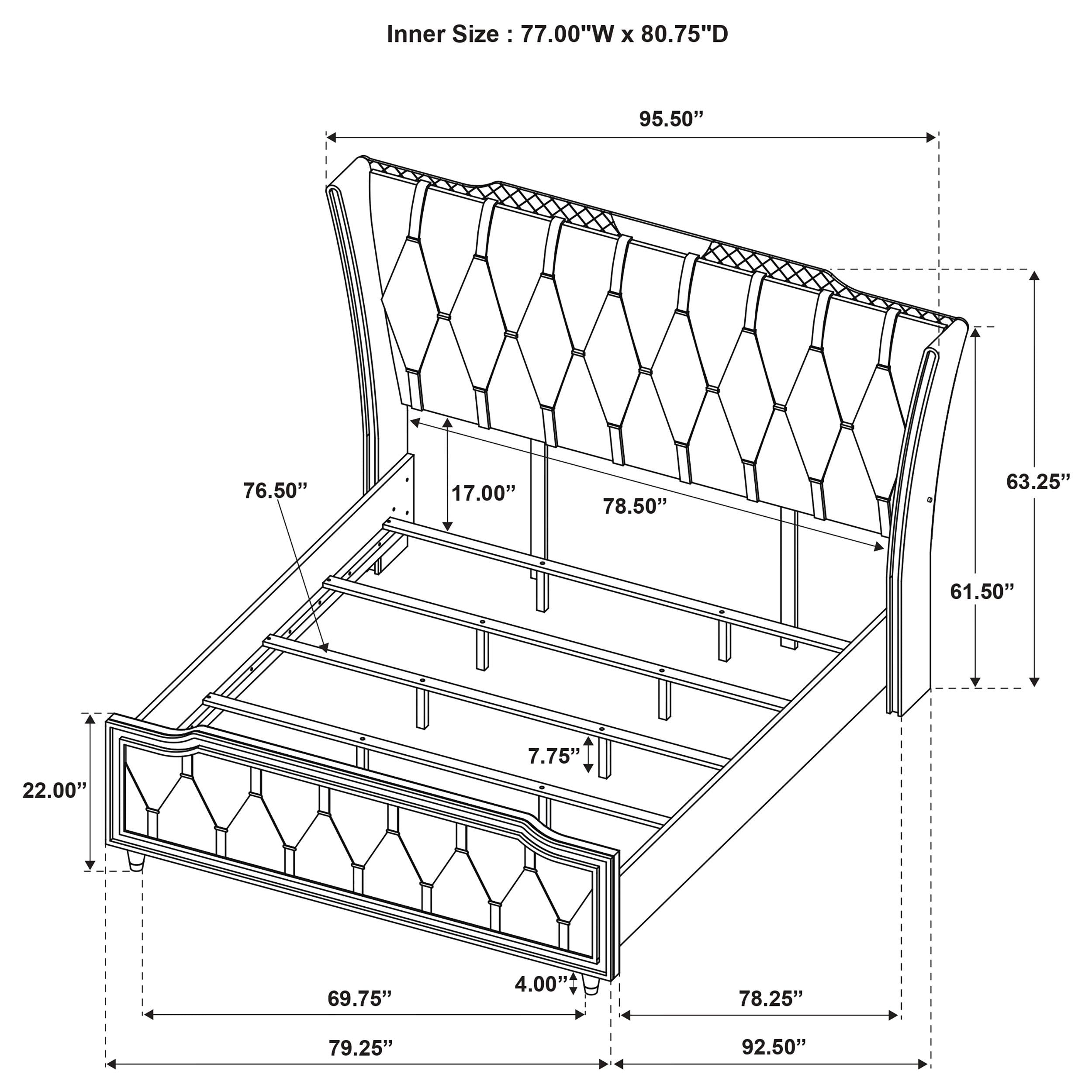 Lorient Eastern King LED Upholstered Bed Black - 223161KE