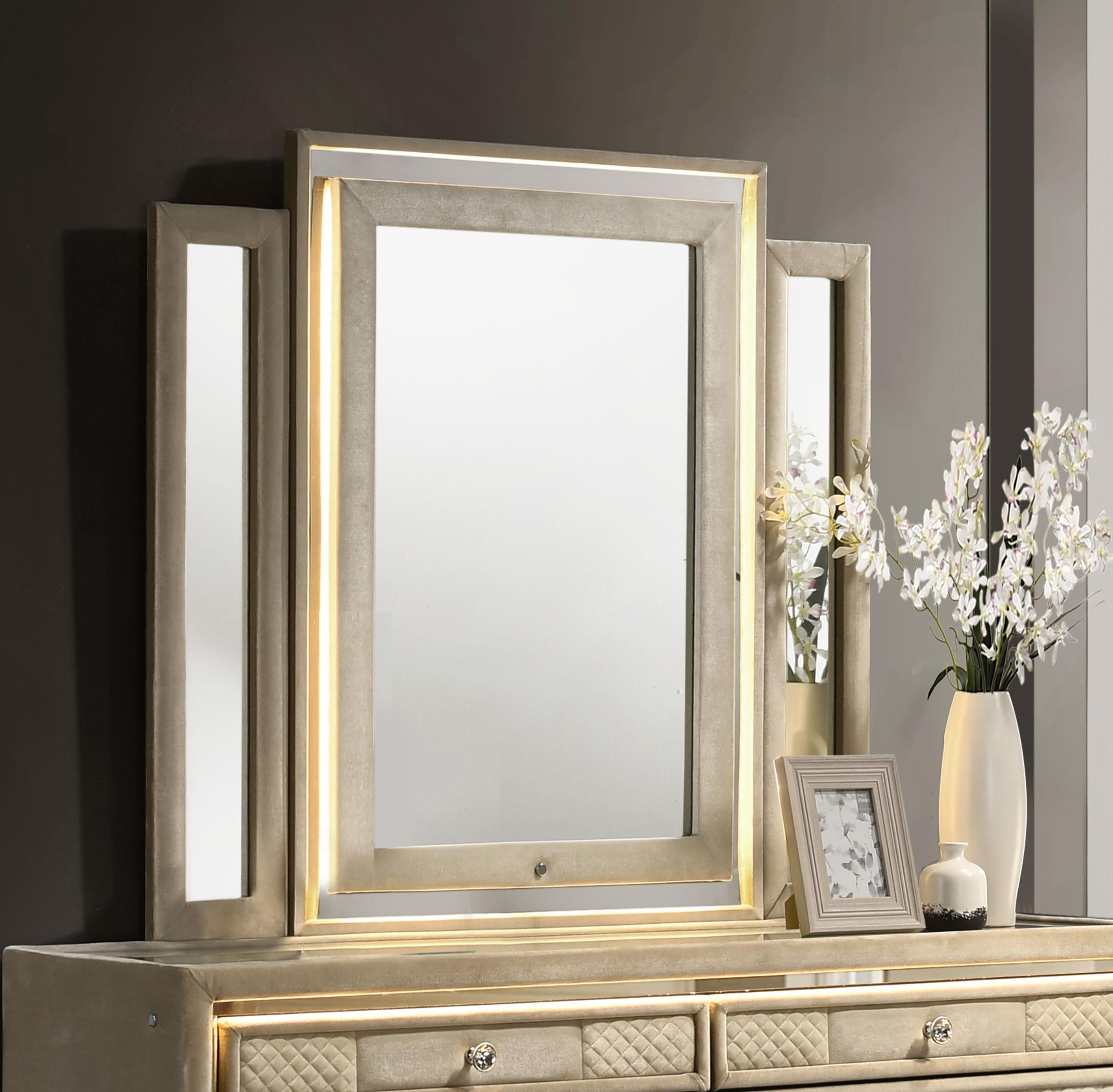 Lorient LED Dresser Mirror Ivory and Camel - 222664