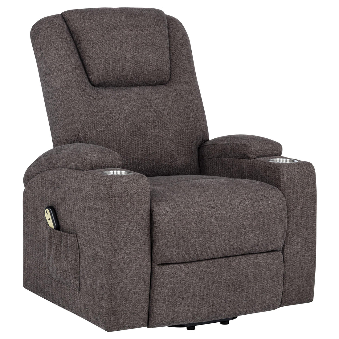Louie Chenille Upholstered Power Lift Massage Chair Brown - 610463P
