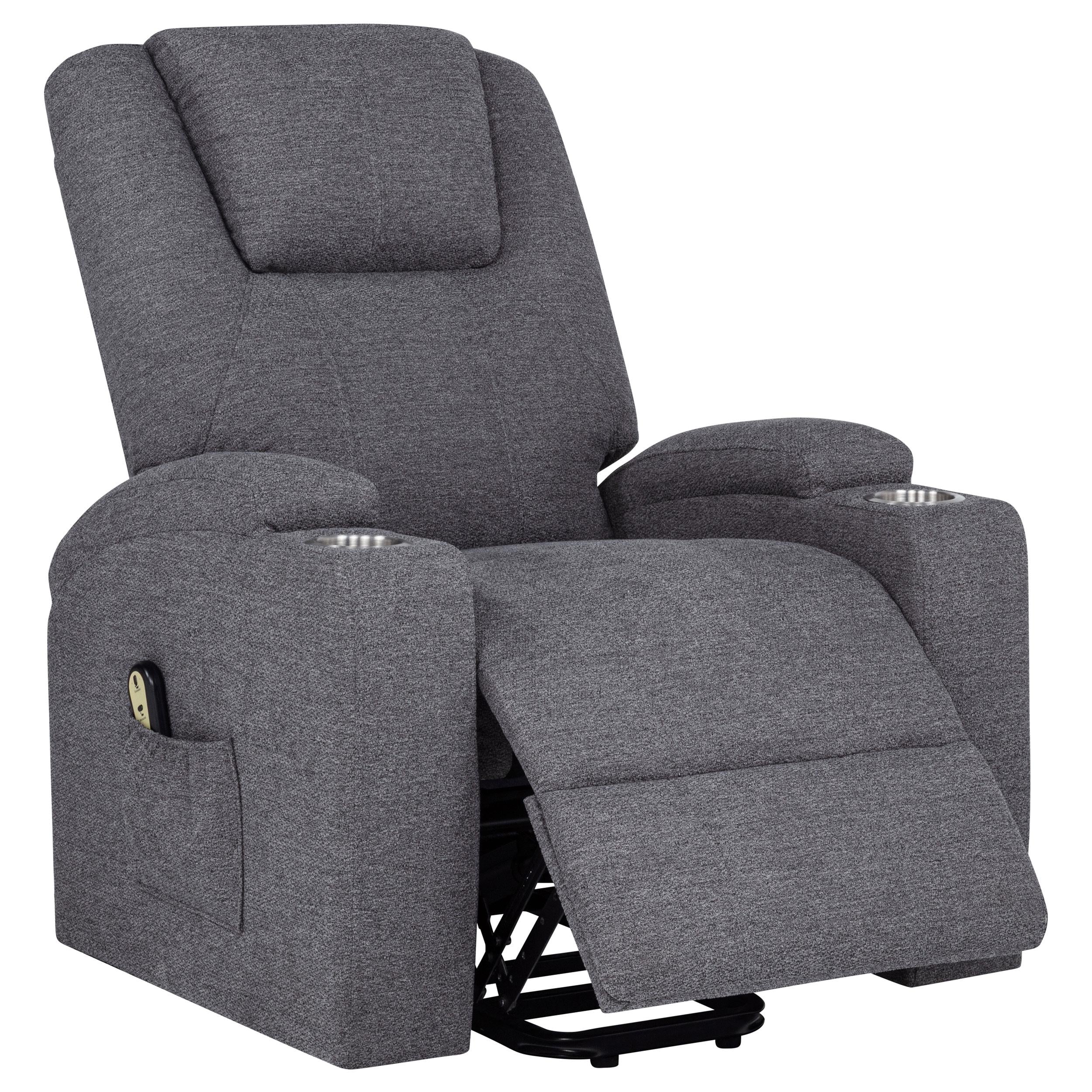 Louie Chenille Upholstered Power Lift Massage Chair Grey - 610453P