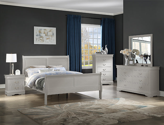 Louis Philip Queen Hb/Fb Greige - B3750-Q-HBFB