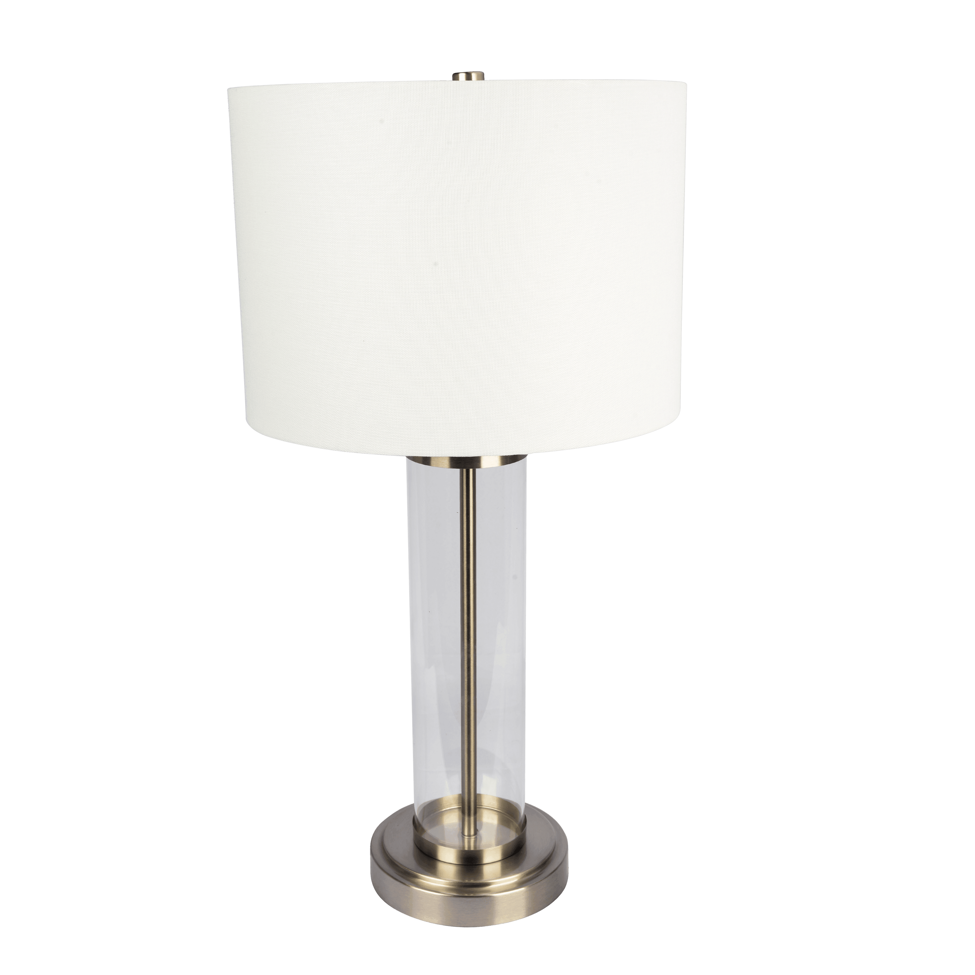 Luna Brushed Nickel Table Lamp with On/Off Switch Clear Glass Body Metal Base - TBL03700801