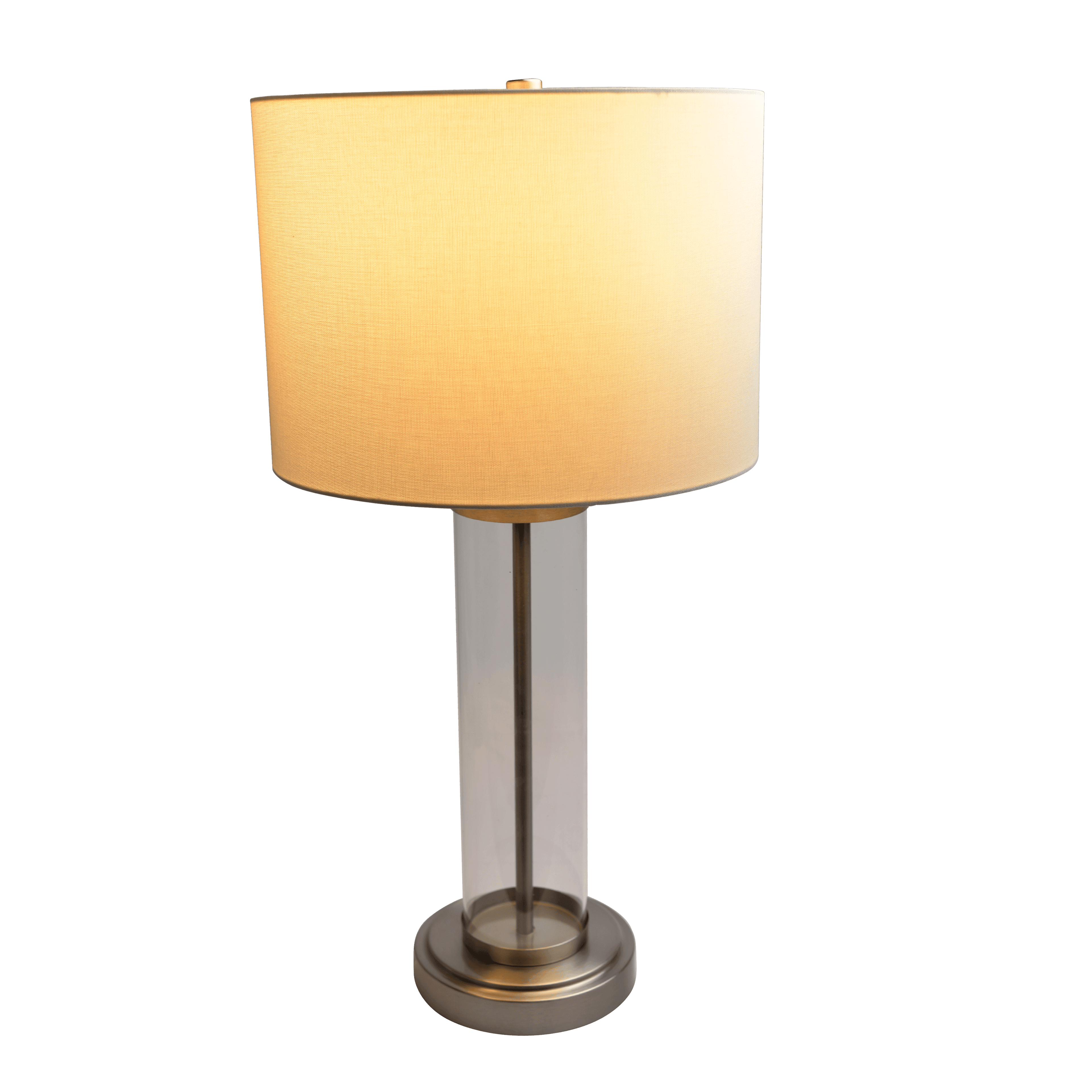 Luna Brushed Nickel Table Lamp with On/Off Switch Clear Glass Body Metal Base - TBL03700801