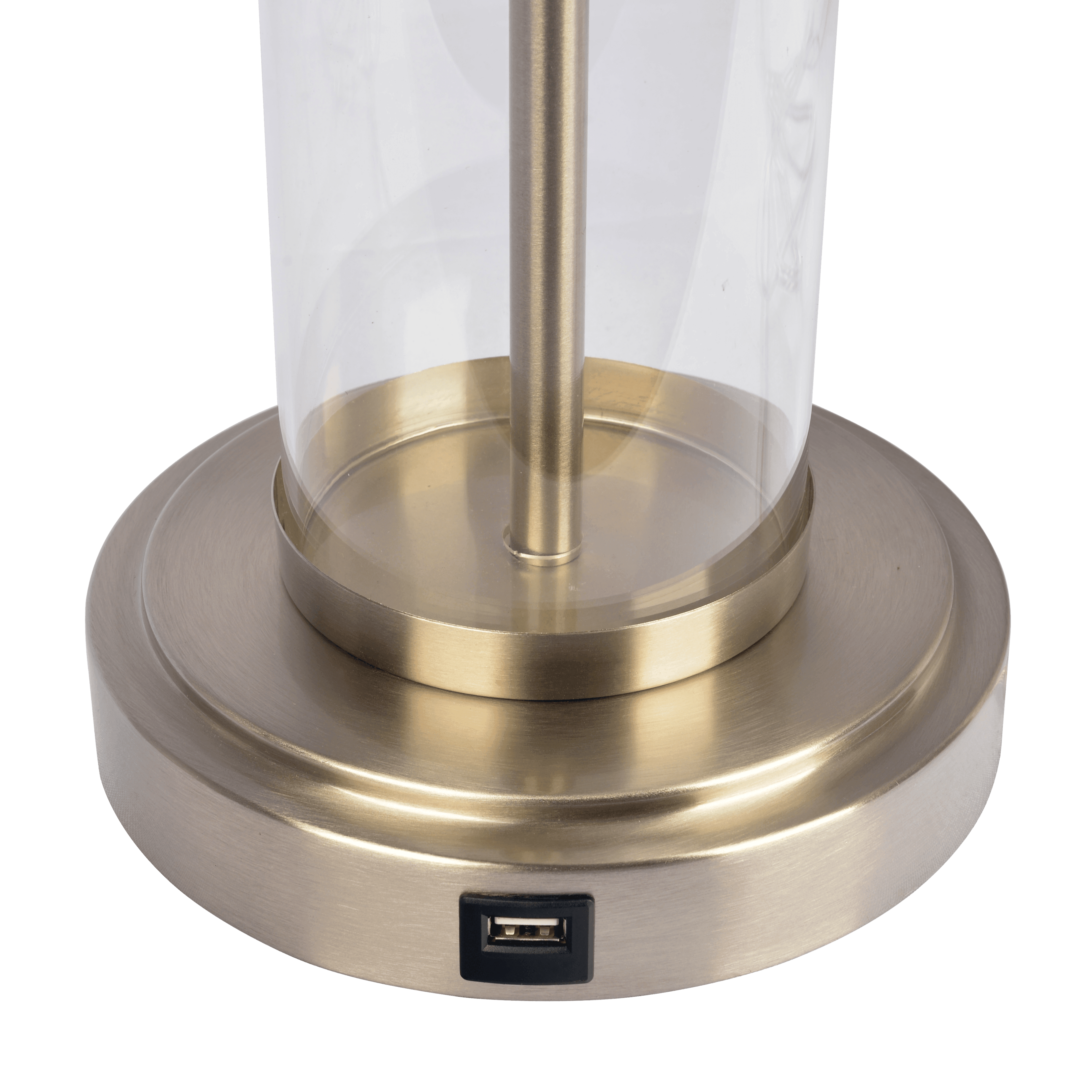 Luna Brushed Nickel Table Lamp with On/Off Switch Clear Glass Body Metal Base - TBL03700801