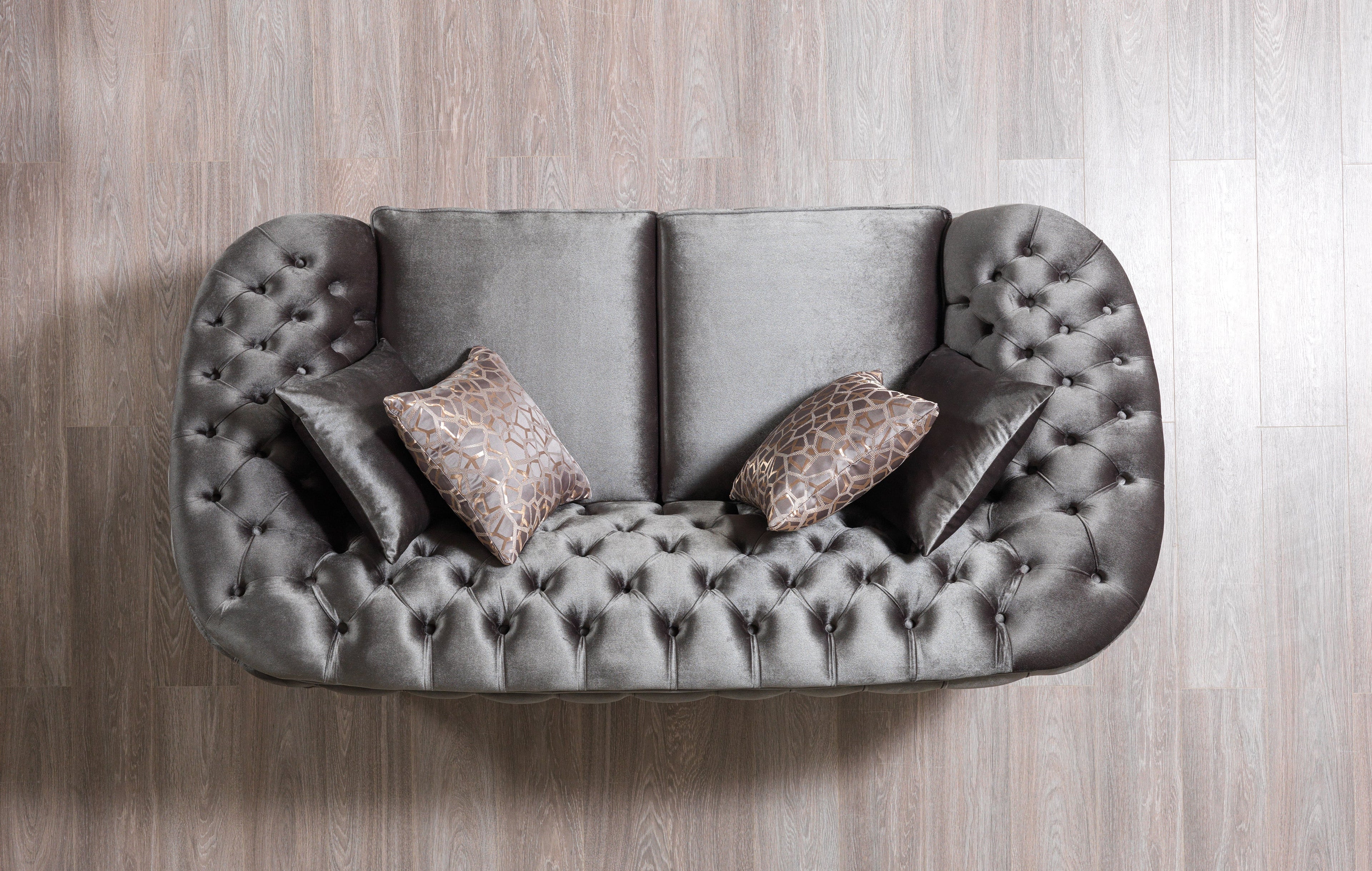 Lupino Gray Velvet Sofa & Loveseat - LUPINOGRAY-SL