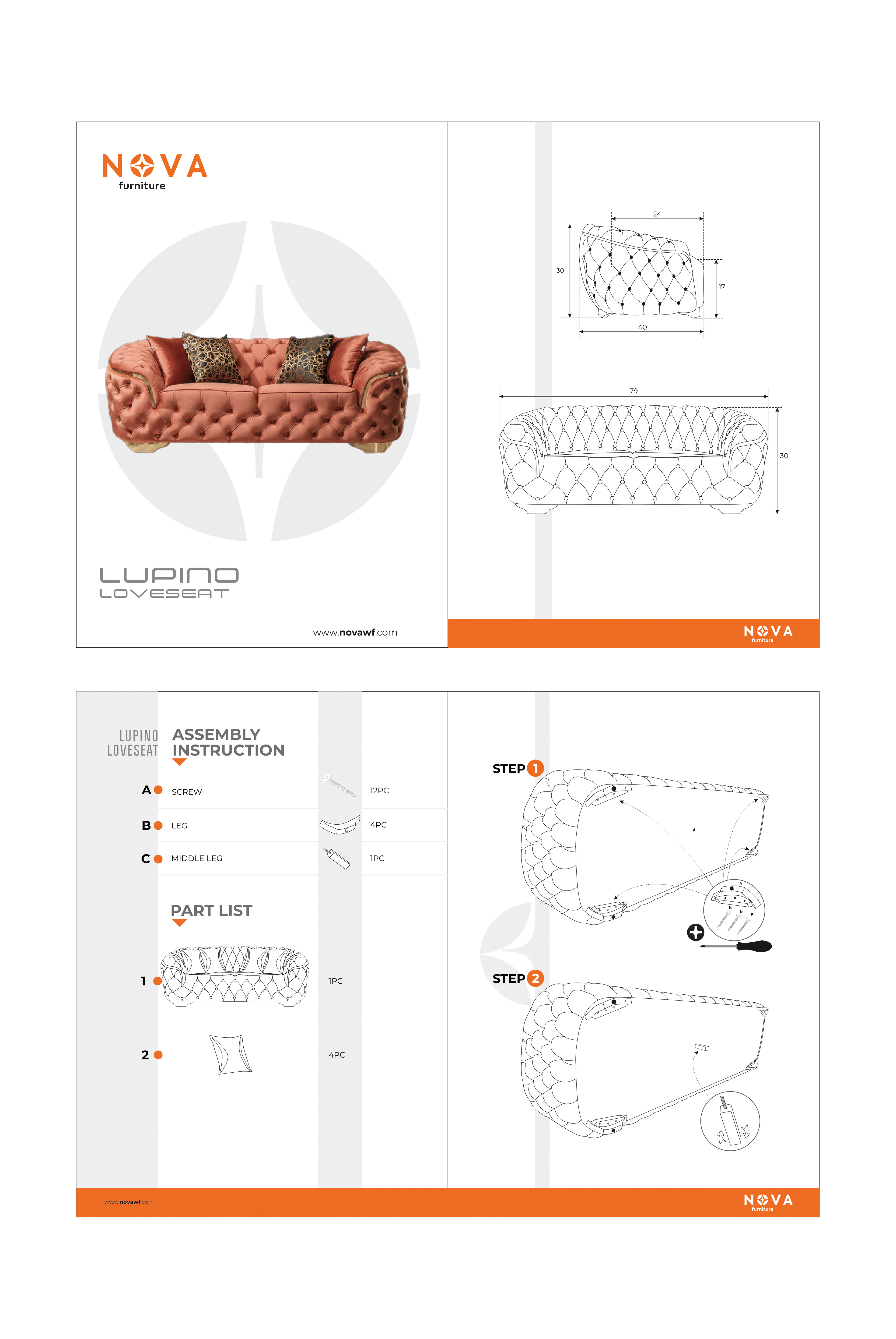 Lupino Gray Velvet Sofa & Loveseat - LUPINOGRAY-SL