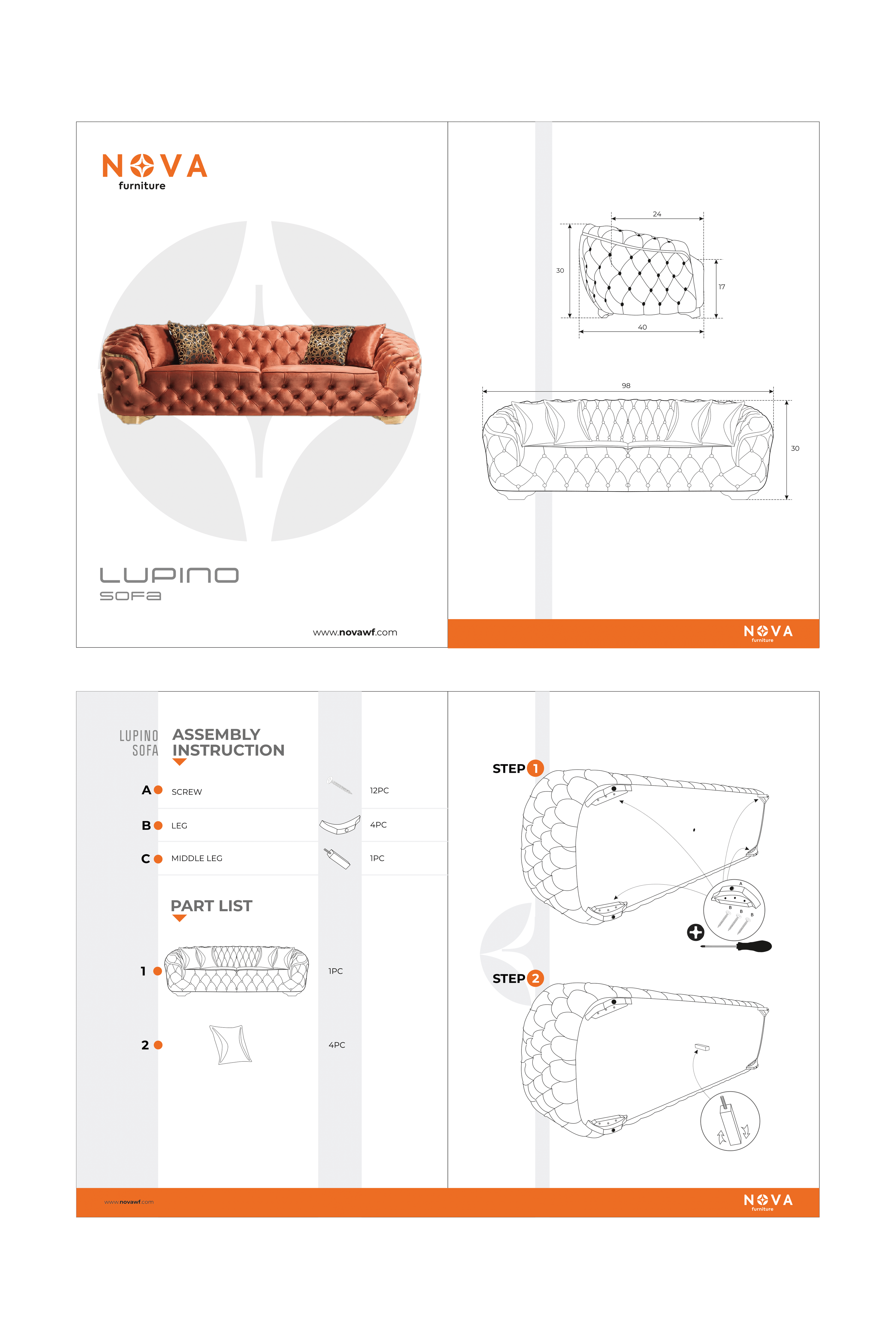 Lupino Gray Velvet Sofa & Loveseat - LUPINOGRAY-SL