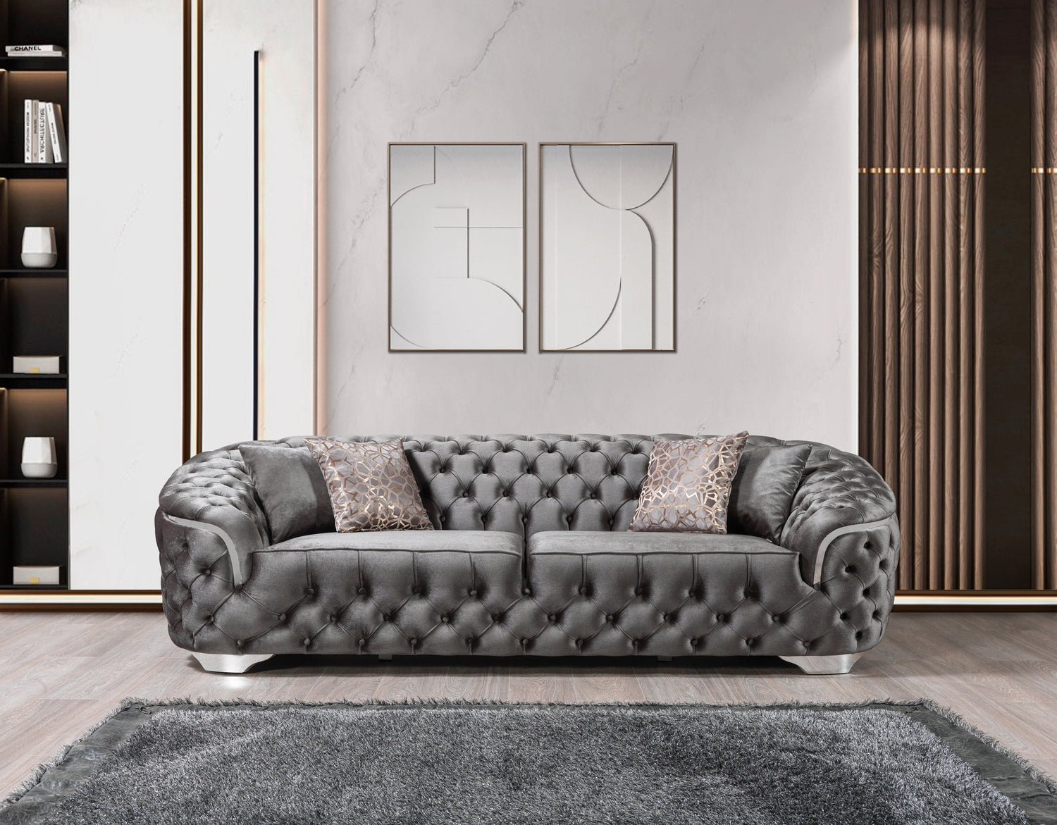 Lupino Gray Velvet Sofa & Loveseat - LUPINOGRAY-SL