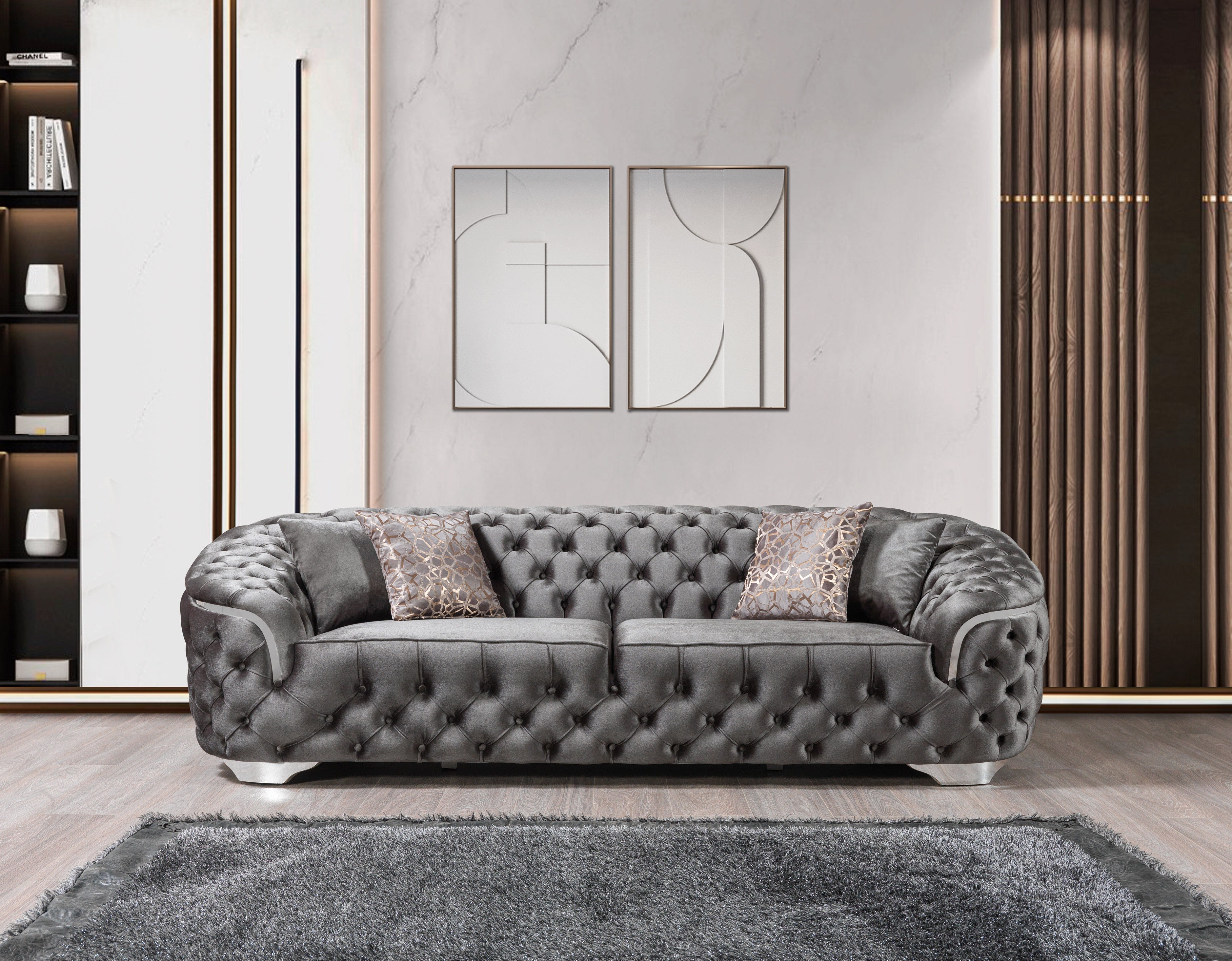 Lupino Gray Velvet Sofa & Loveseat - LUPINOGRAY-SL