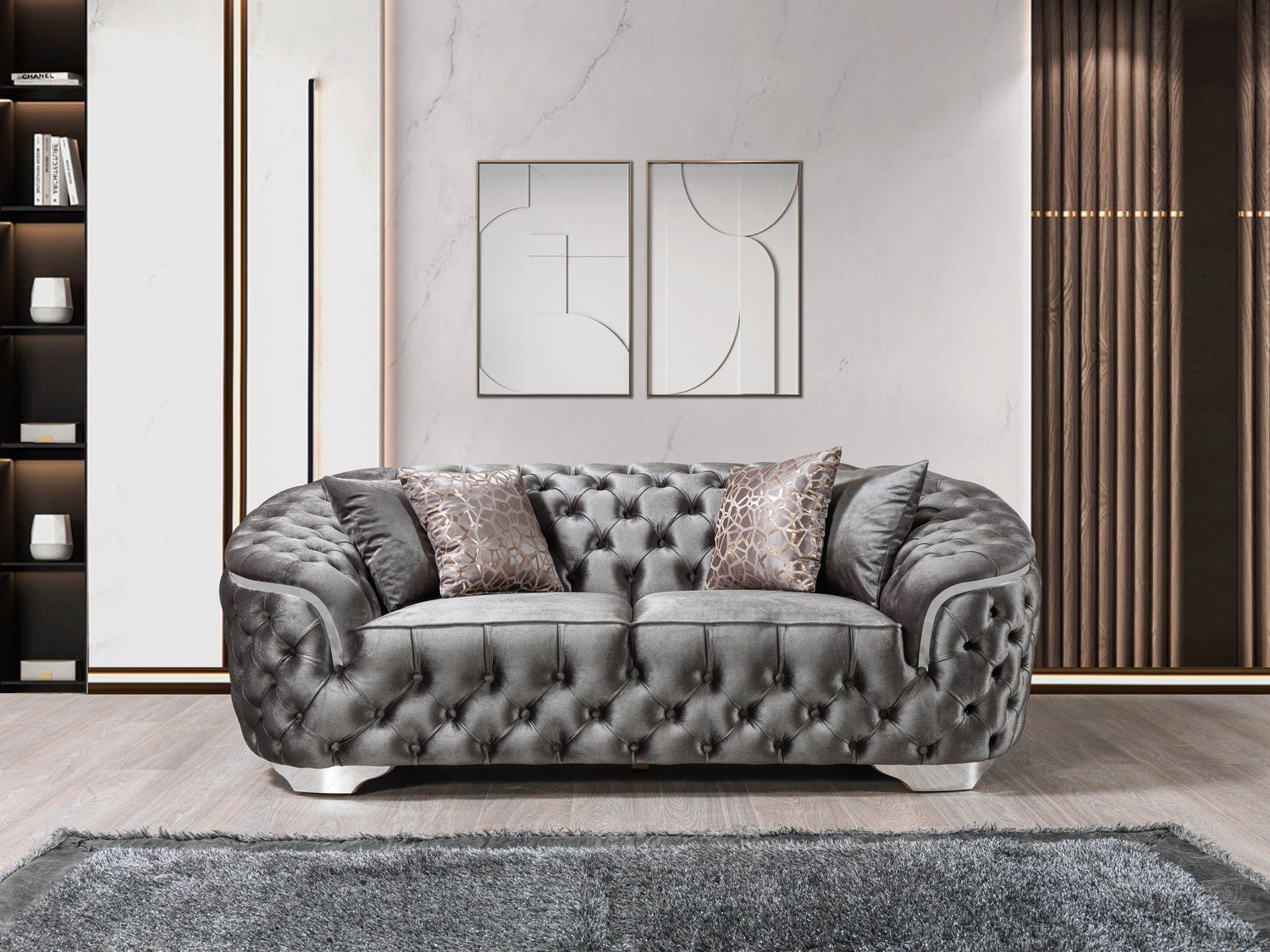 Lupino Gray Velvet Sofa & Loveseat - LUPINOGRAY-SL