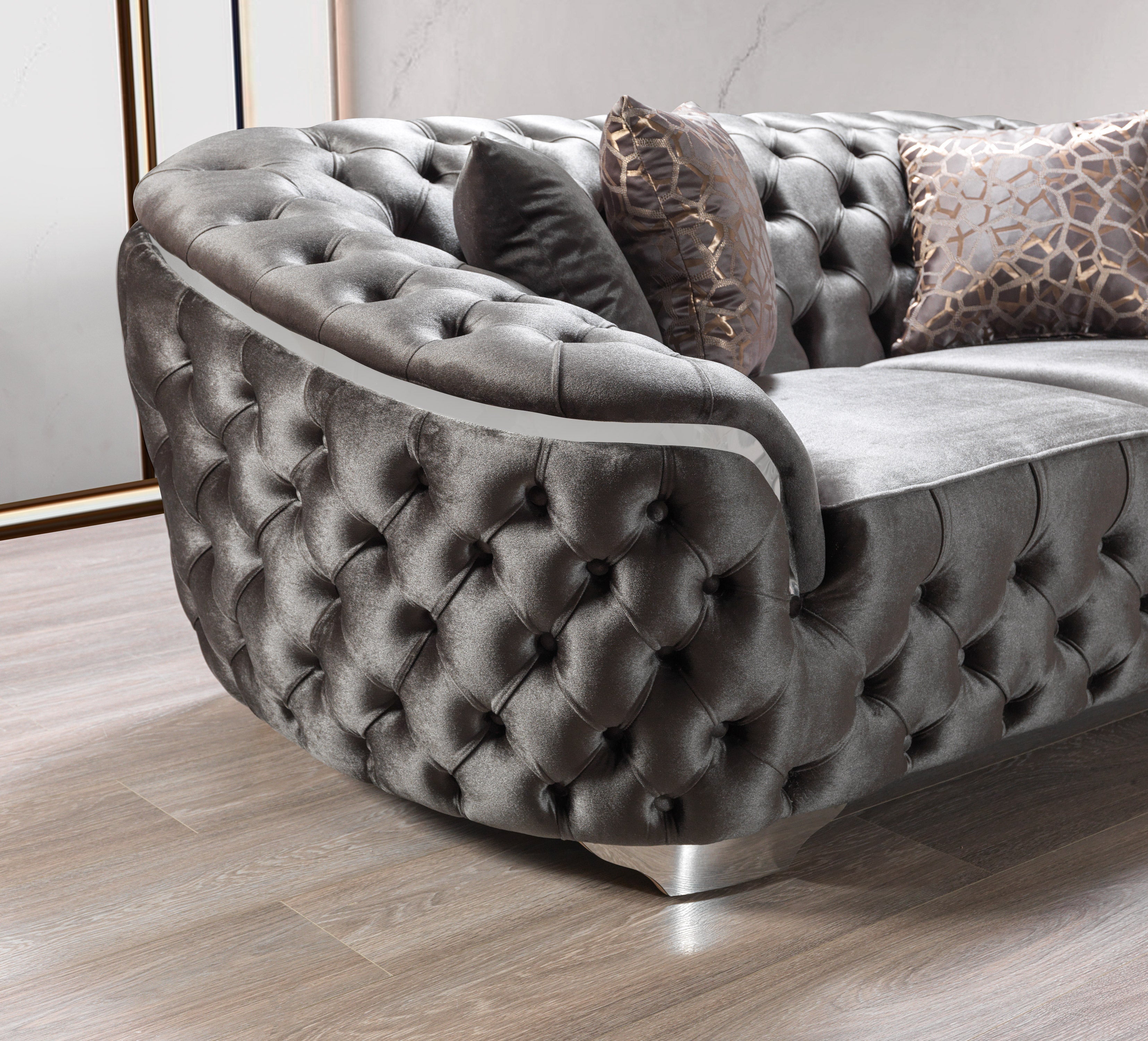 Lupino Gray Velvet Sofa & Loveseat - LUPINOGRAY-SL