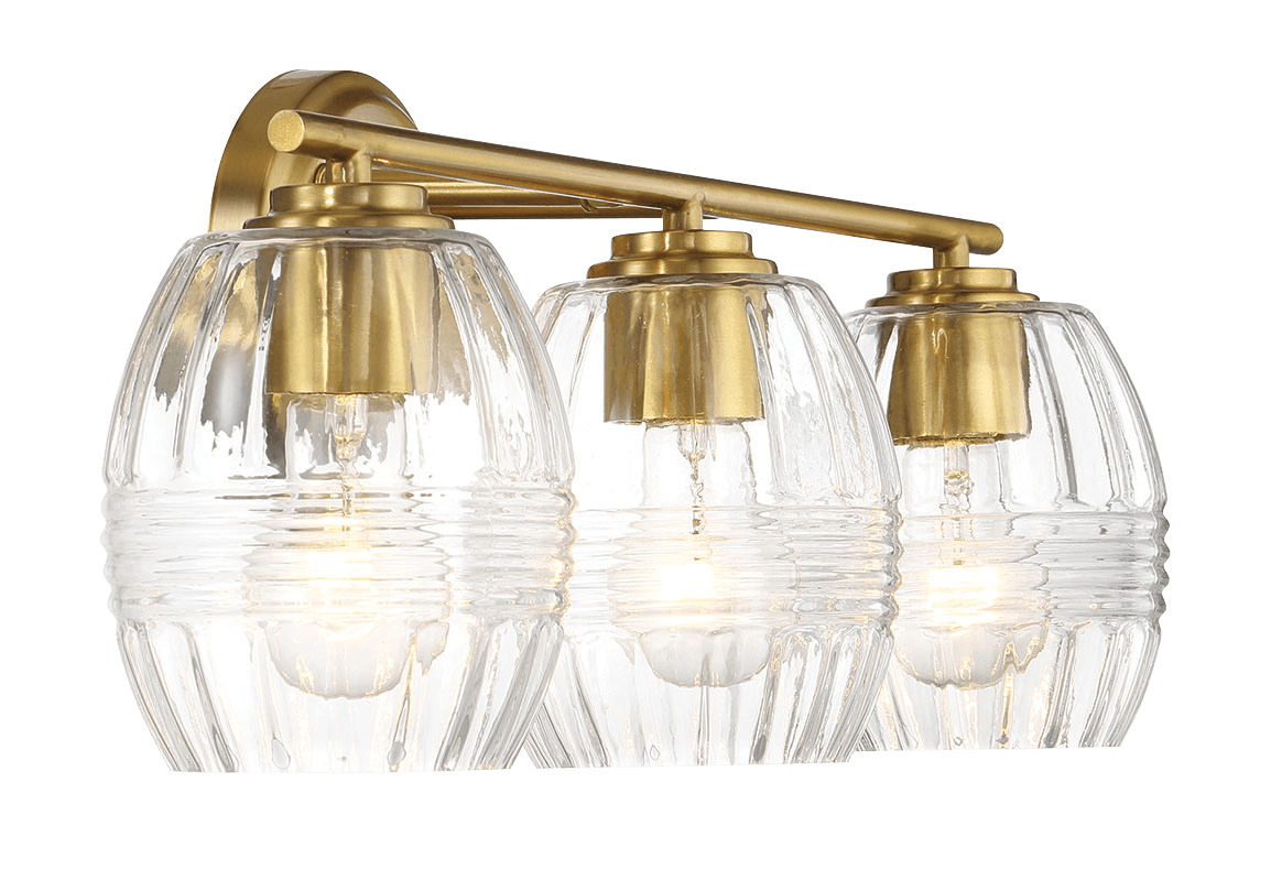 Luster Three Lights Vanity With Clear Glass for Bathrooms above Mirror Wall Lamp - Satin Brass - WLL03900401