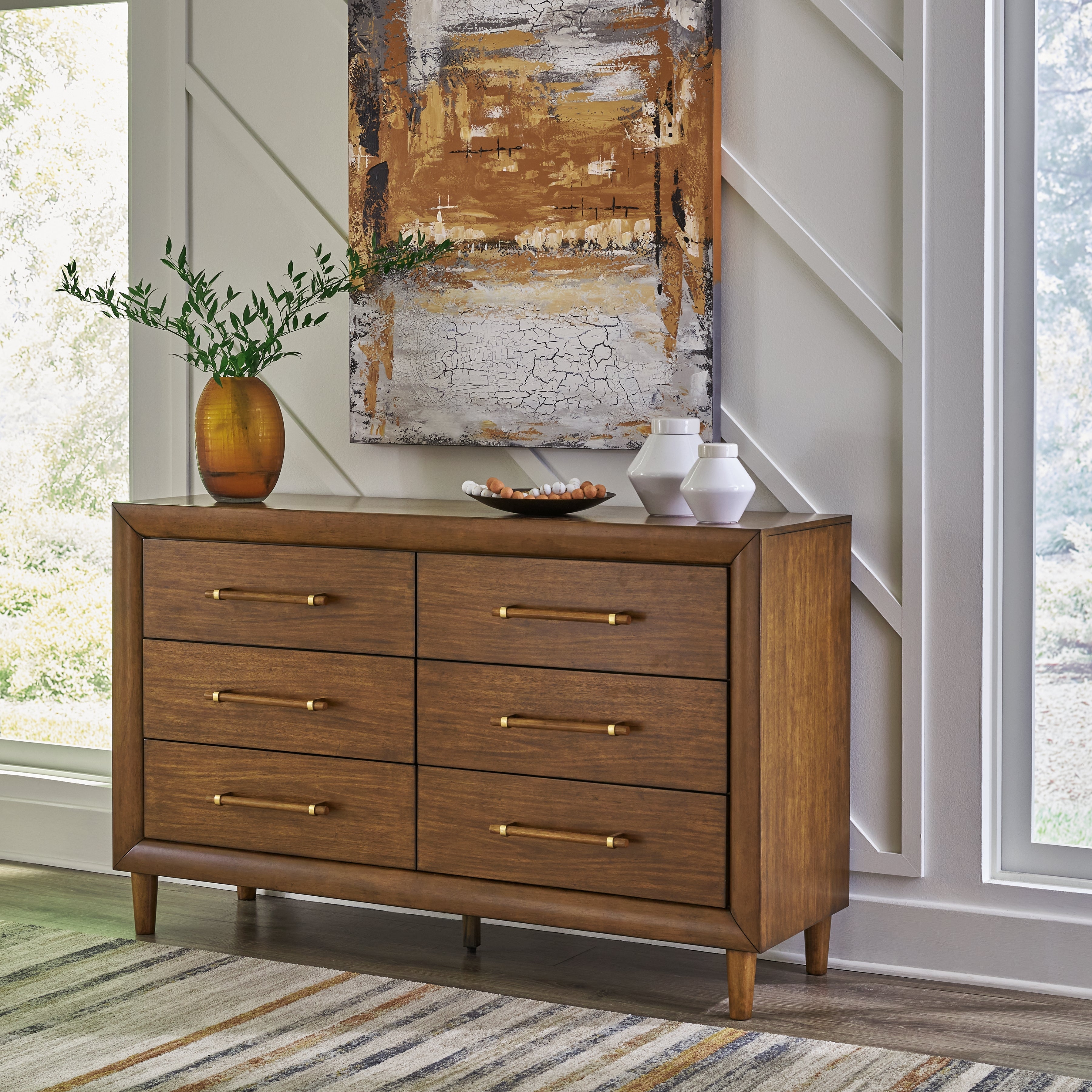 Lyncott King Upholstered Bed with Dresser and 2 Nightstands in Brown from Ashley - Luna Furniture
