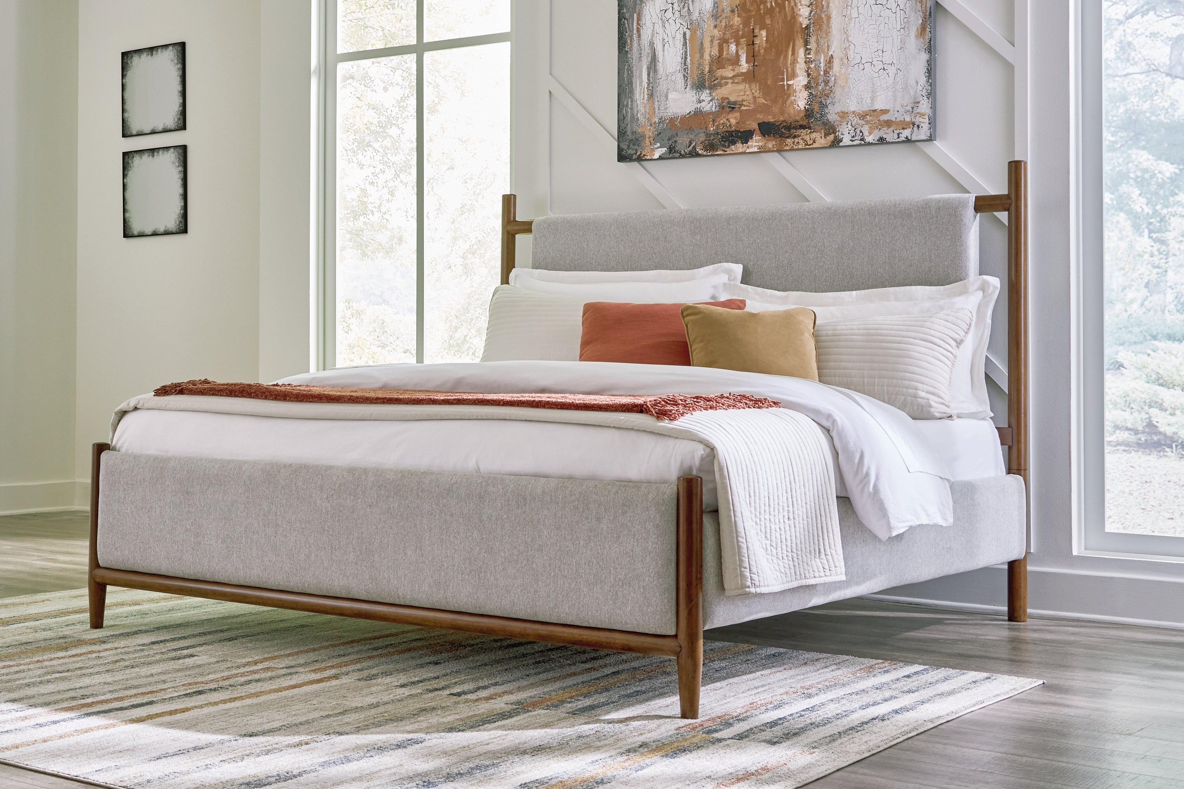 Lyncott King Upholstered Bed with Dresser and 2 Nightstands in Brown from Ashley - Luna Furniture
