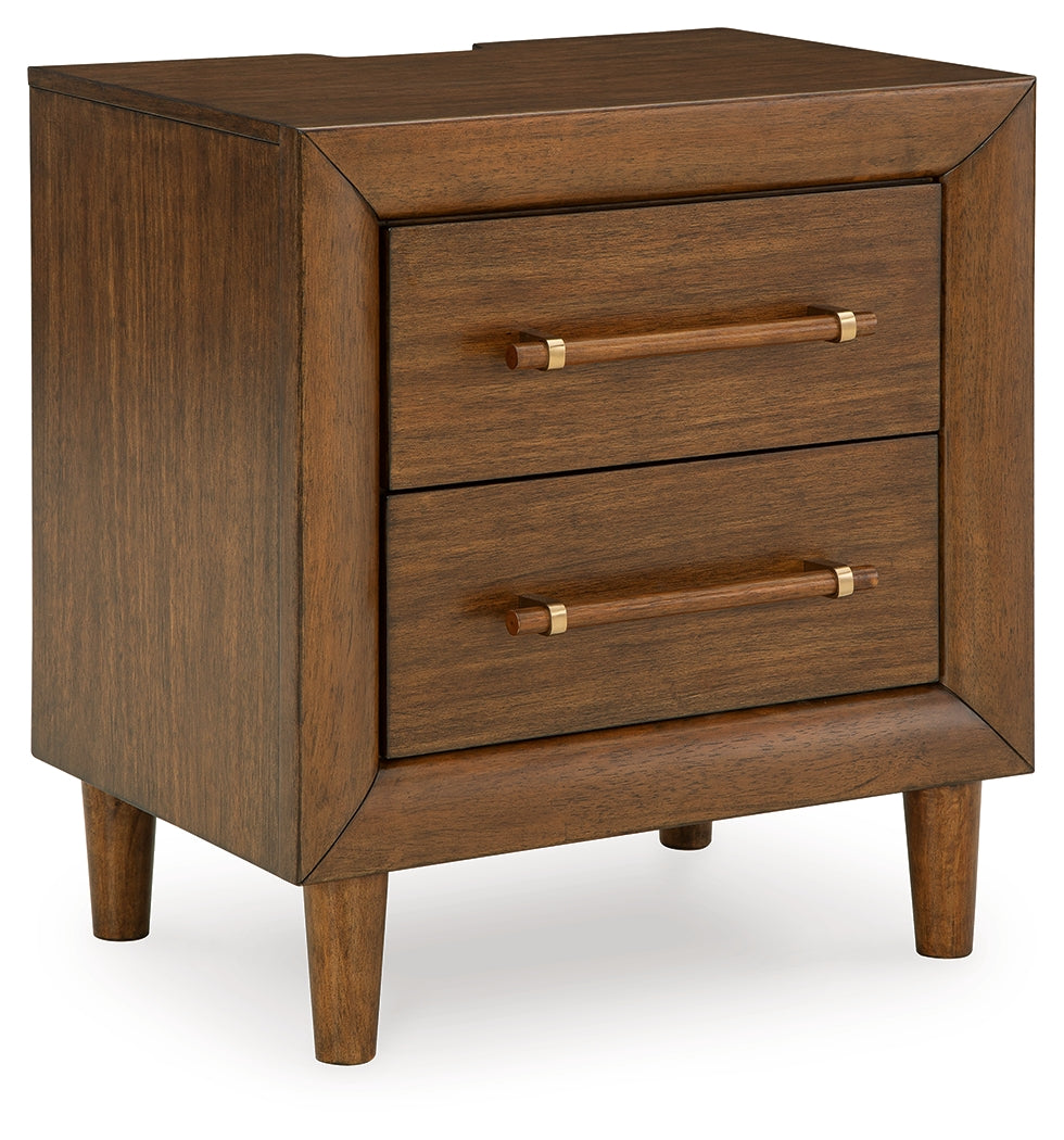 Lyncott King Upholstered Bed with Mirrored Dresser and 2 Nightstands in Brown from Ashley - Luna Furniture