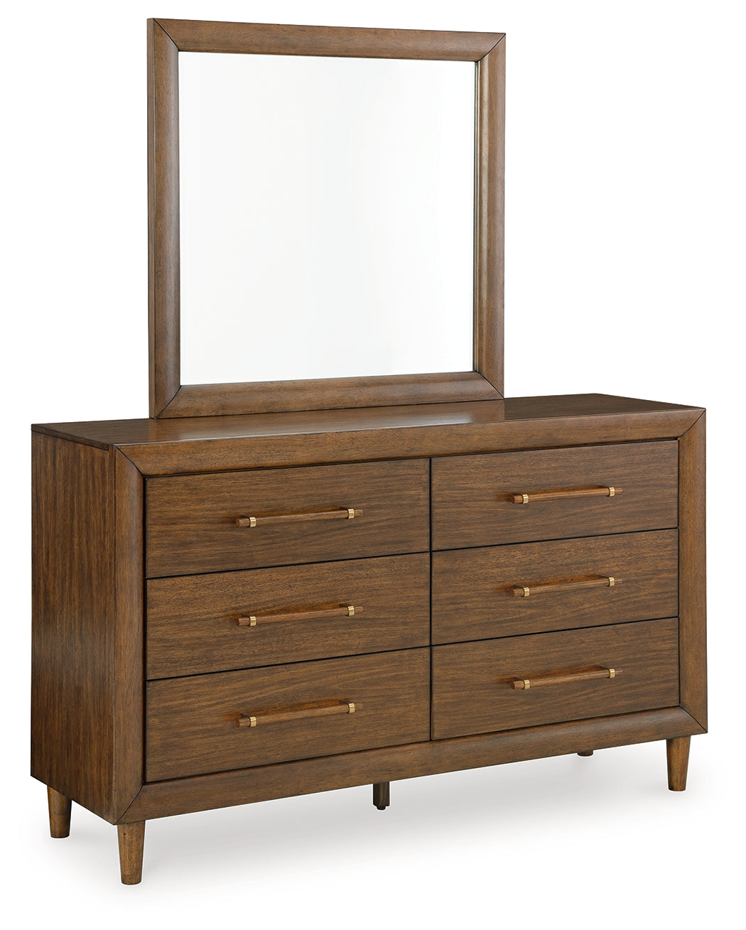 Lyncott King Upholstered Bed with Mirrored Dresser, Chest and Nightstand in Brown from Ashley - Luna Furniture