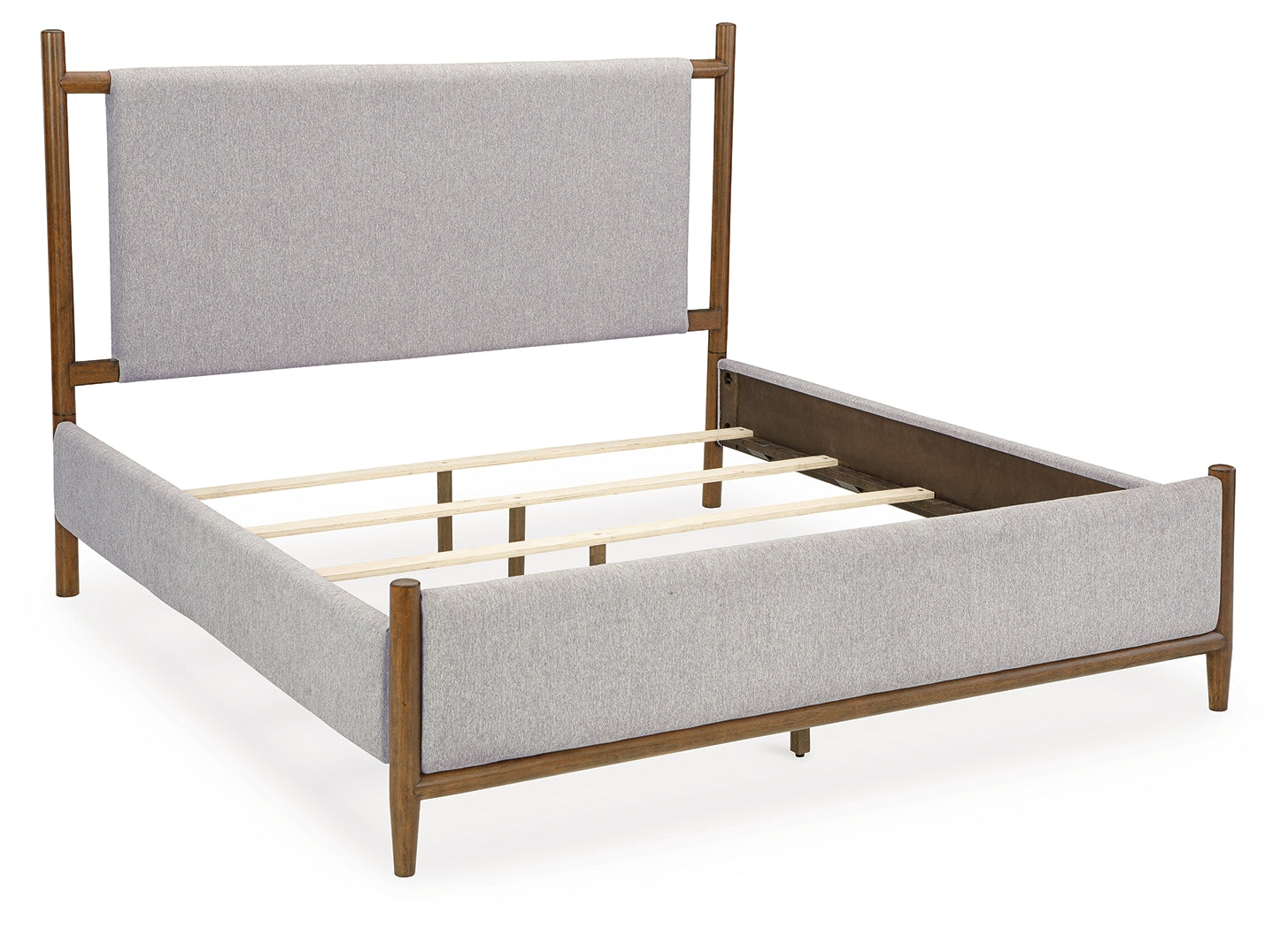Lyncott Queen Upholstered Bed with Mirrored Dresser, Chest and Nightstand in Brown from Ashley - Luna Furniture