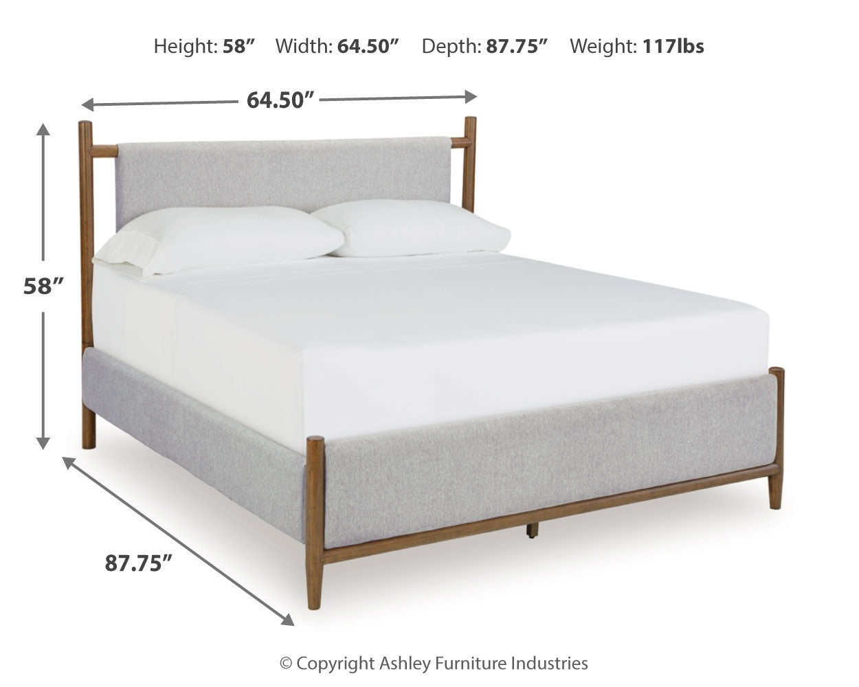 Lyncott Queen Upholstered Bed with Mirrored Dresser, Chest and Nightstand in Brown from Ashley - Luna Furniture