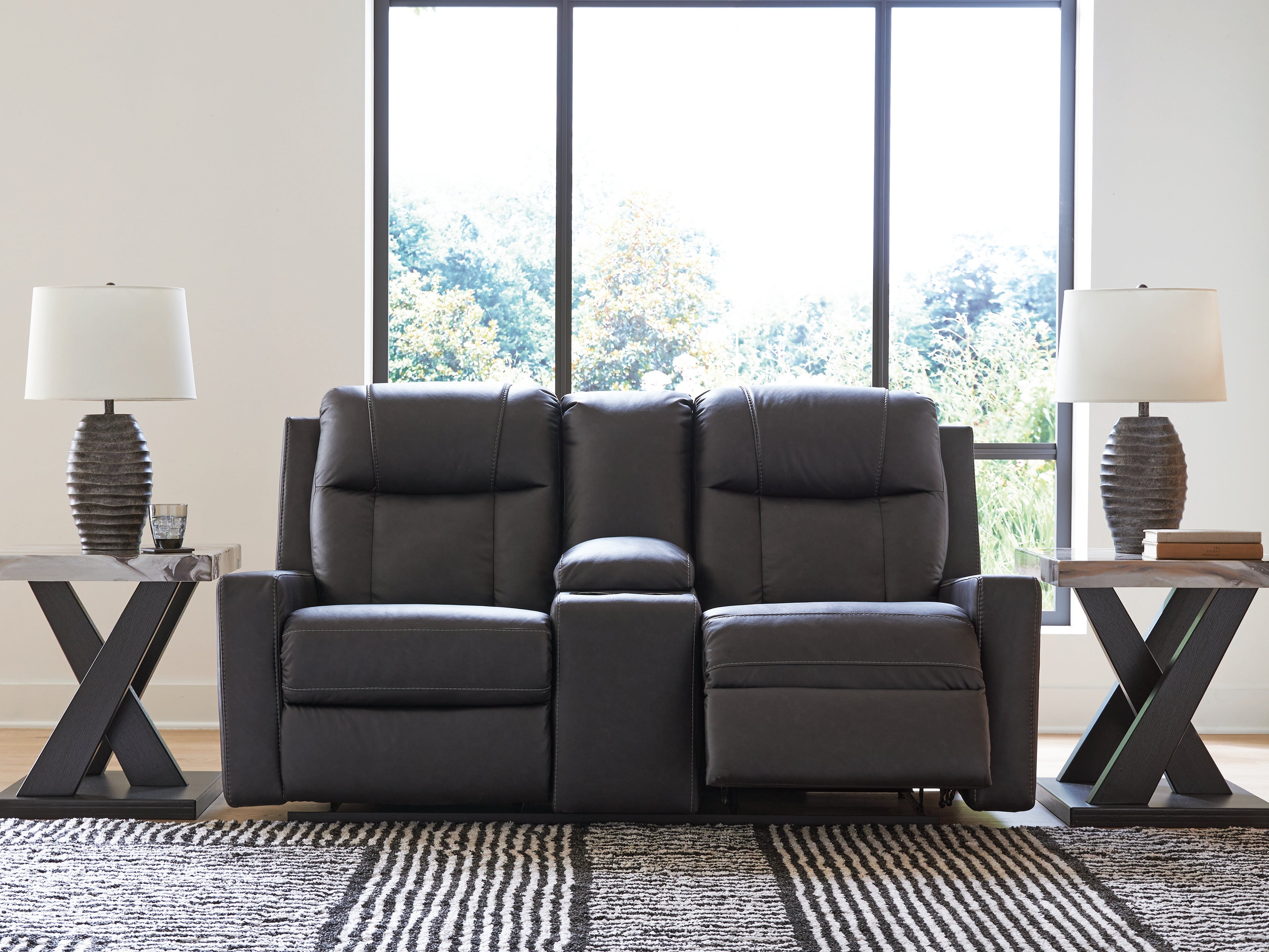 Mackmenville Carbon Reclining Loveseat with Console - 7471394