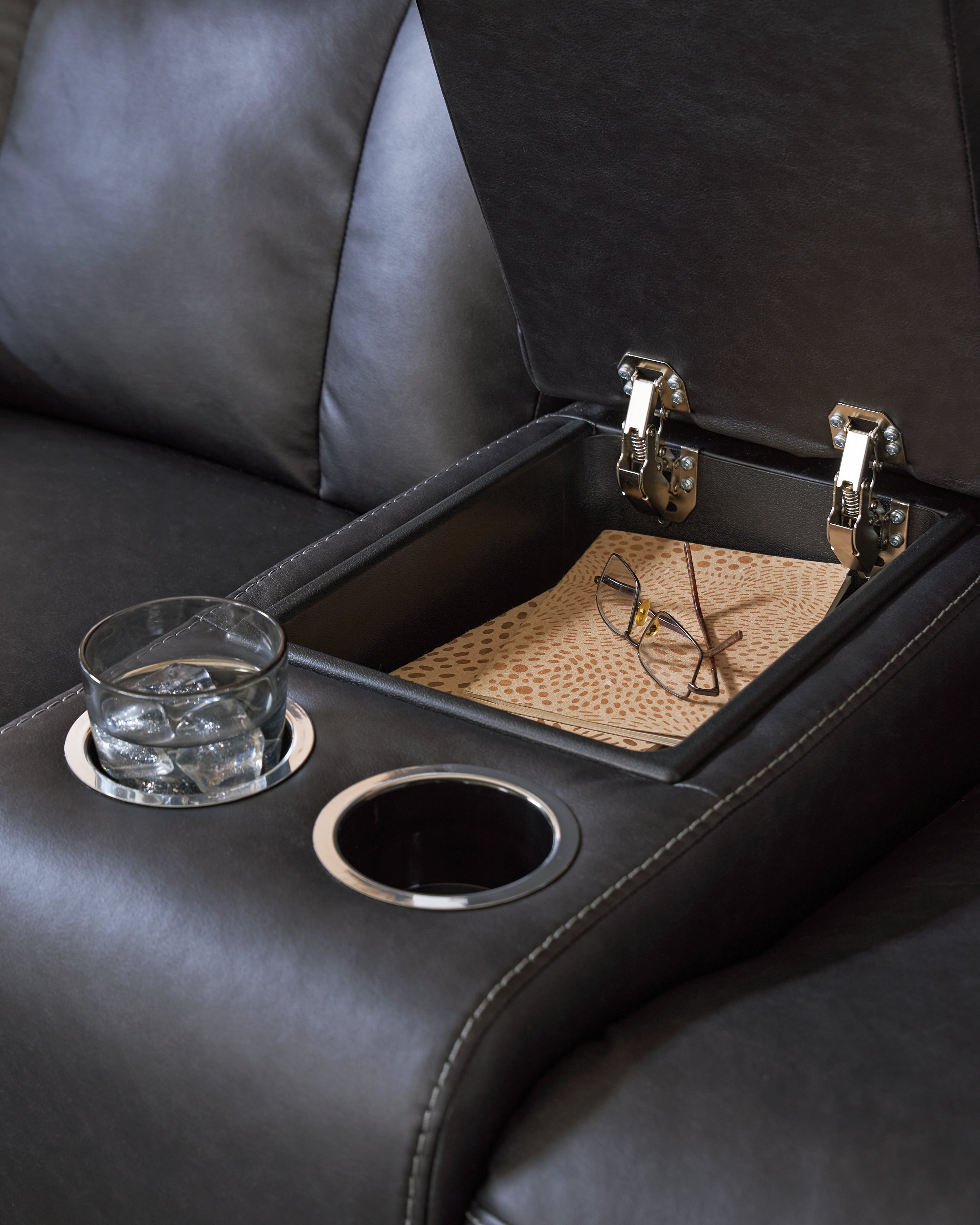 Mackmenville Carbon Reclining Loveseat with Console - 7471394