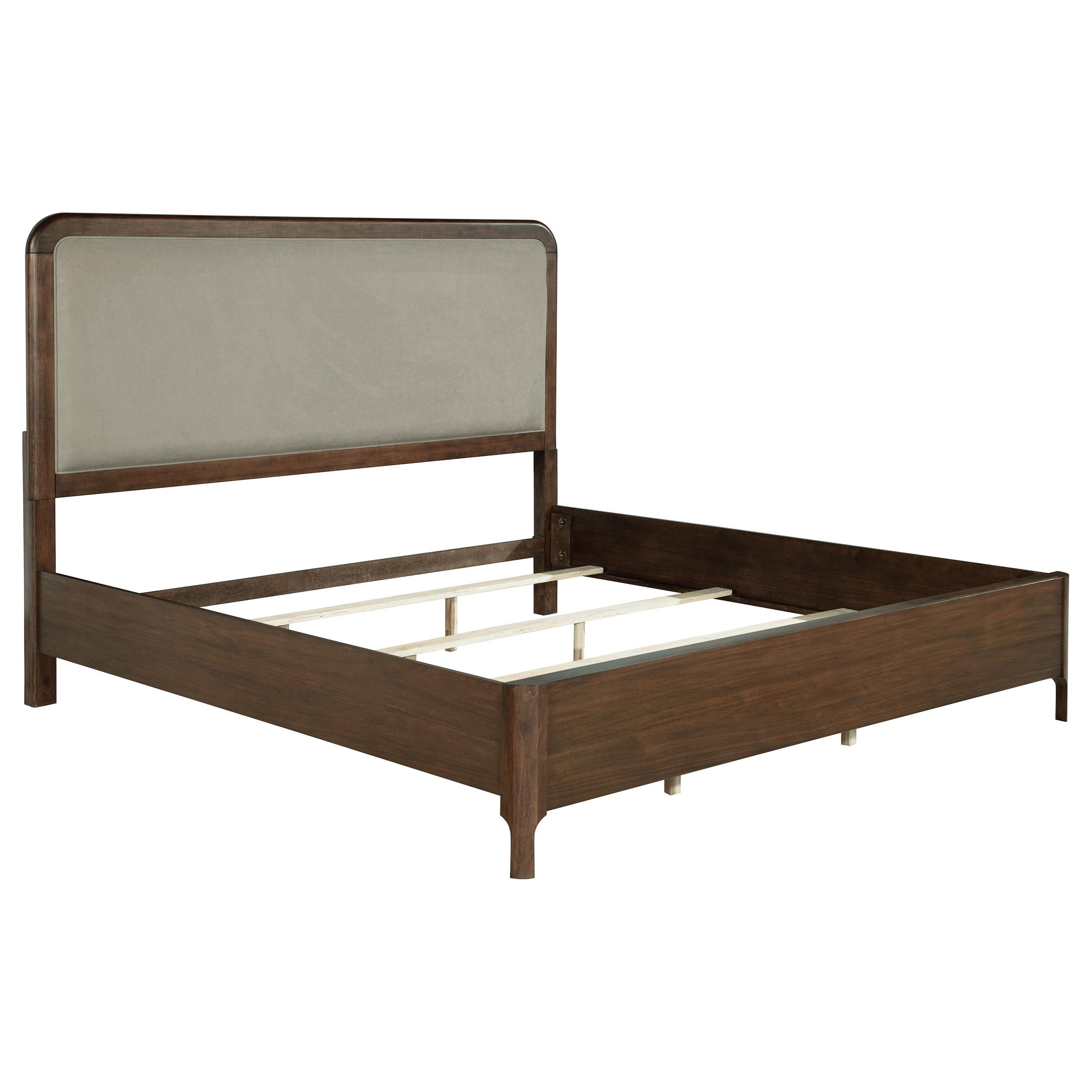 Maderia 57-inch Upholstered California King Panel Bed Walnut - 223321KW