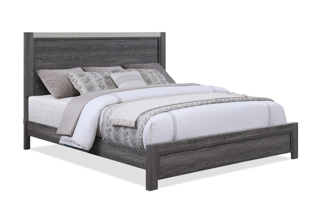 Madsen Gray Queen Panel Bed - SET | B1700-Q-HBFB | B1700-KQ-RAIL - Bien Home Furniture &amp; Electronics