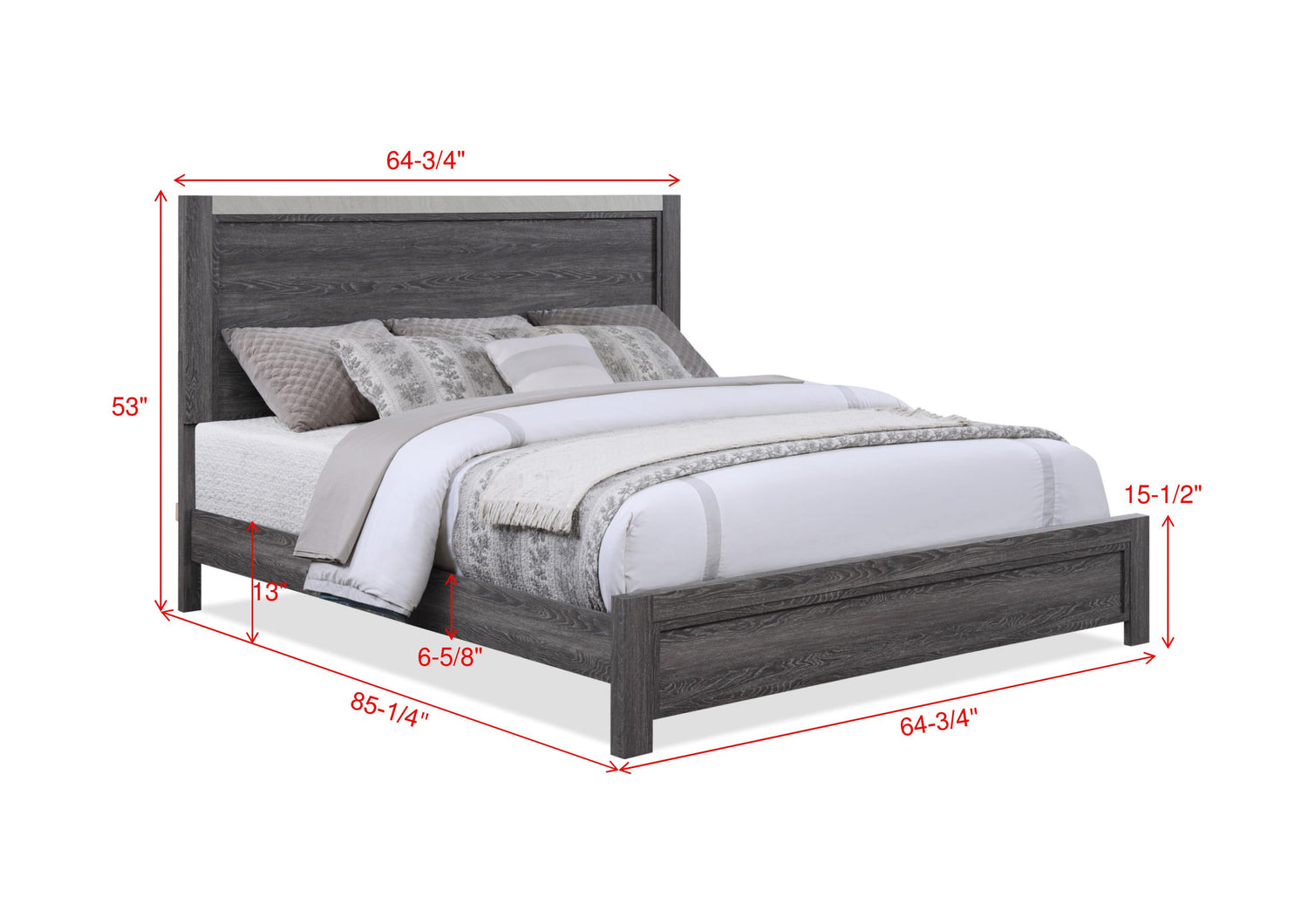 Madsen Gray Queen Panel Bed - SET | B1700-Q-HBFB | B1700-KQ-RAIL - Bien Home Furniture & Electronics