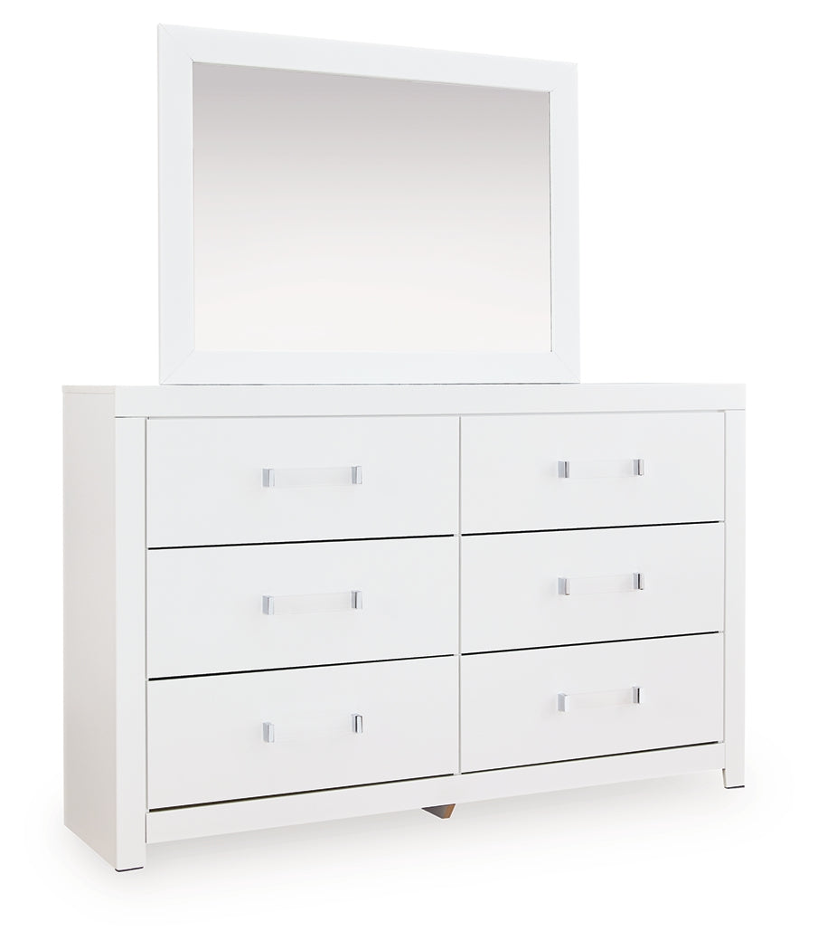 Maeling White Dresser and Mirror - PCB1119B1