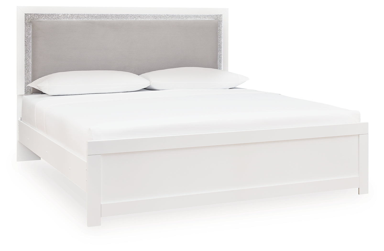 Maeling White King Upholstered Panel Bed - PCB1119B4