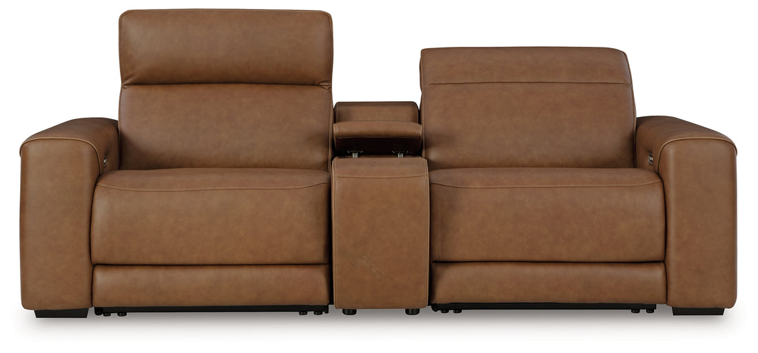 Magic Man Caramel 2-Piece Power Reclining Sectional Loveseat with Console - PCU10700S3