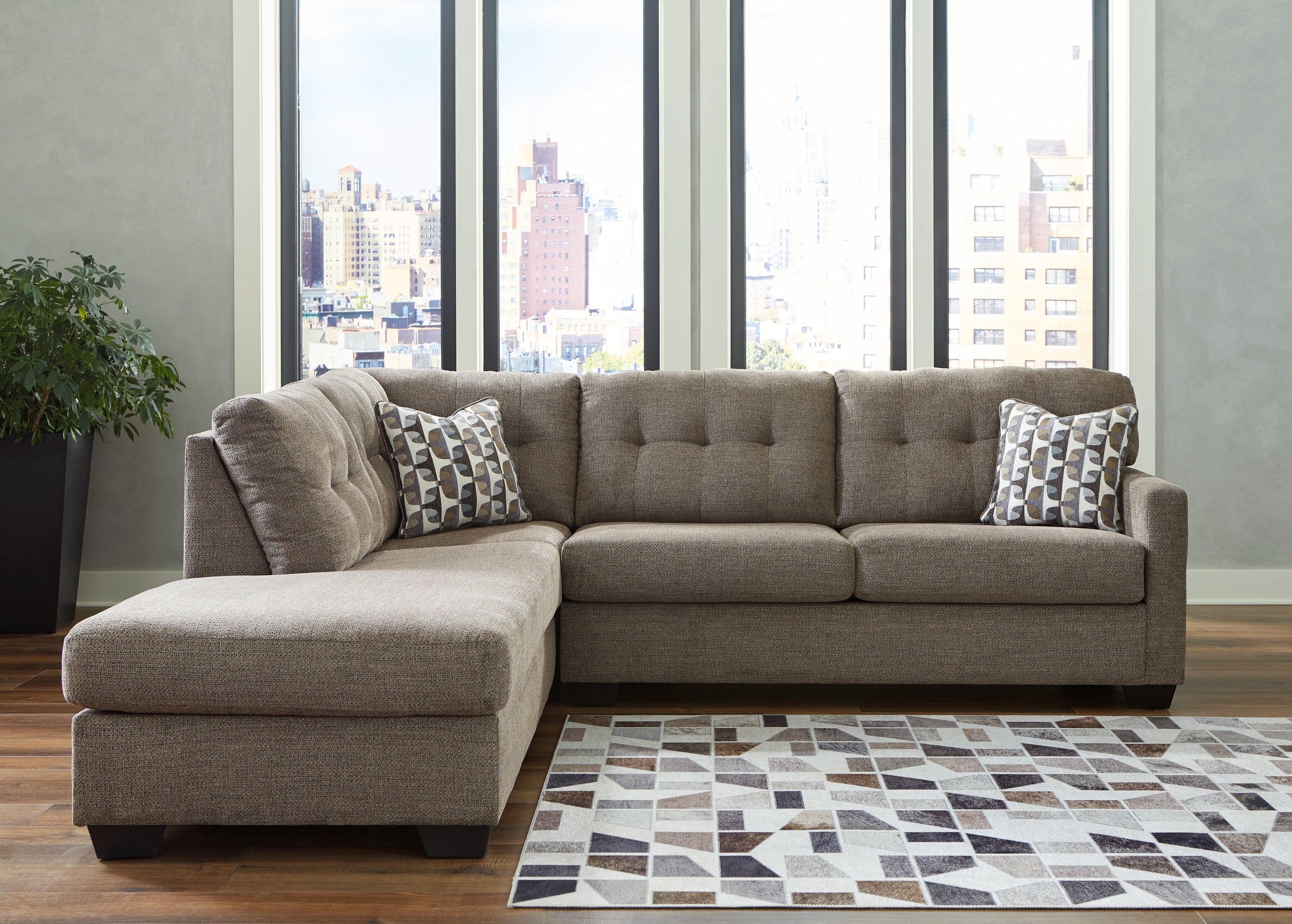 Mahoney 2-Piece Sectional with Ottoman in Chocolate from Ashley - Luna Furniture